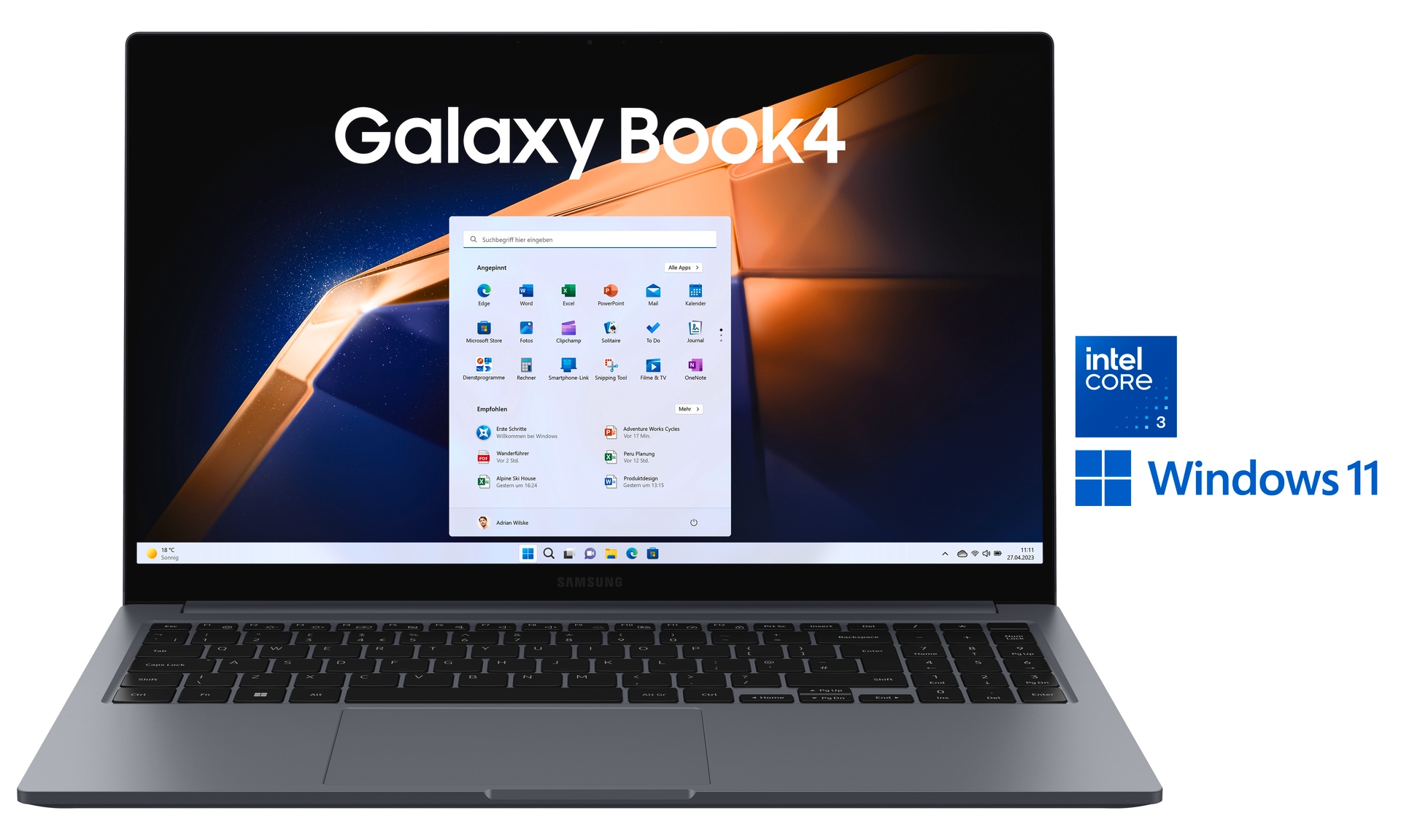 Samsung Notebook »Samsung NP750X Book4 15,6'' Core i3 8 GB + 256 GB (Gray) OTTO«, 39,6 cm, /...