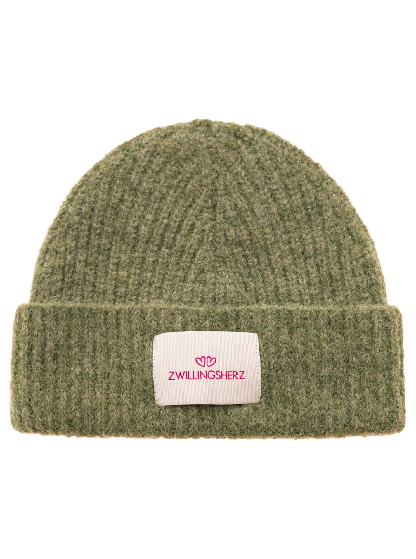 Zwillingsherz Strickmütze »"Zwillingsherz Patch"« gerippt,  mit Wolle und Umschlag, mit Patch