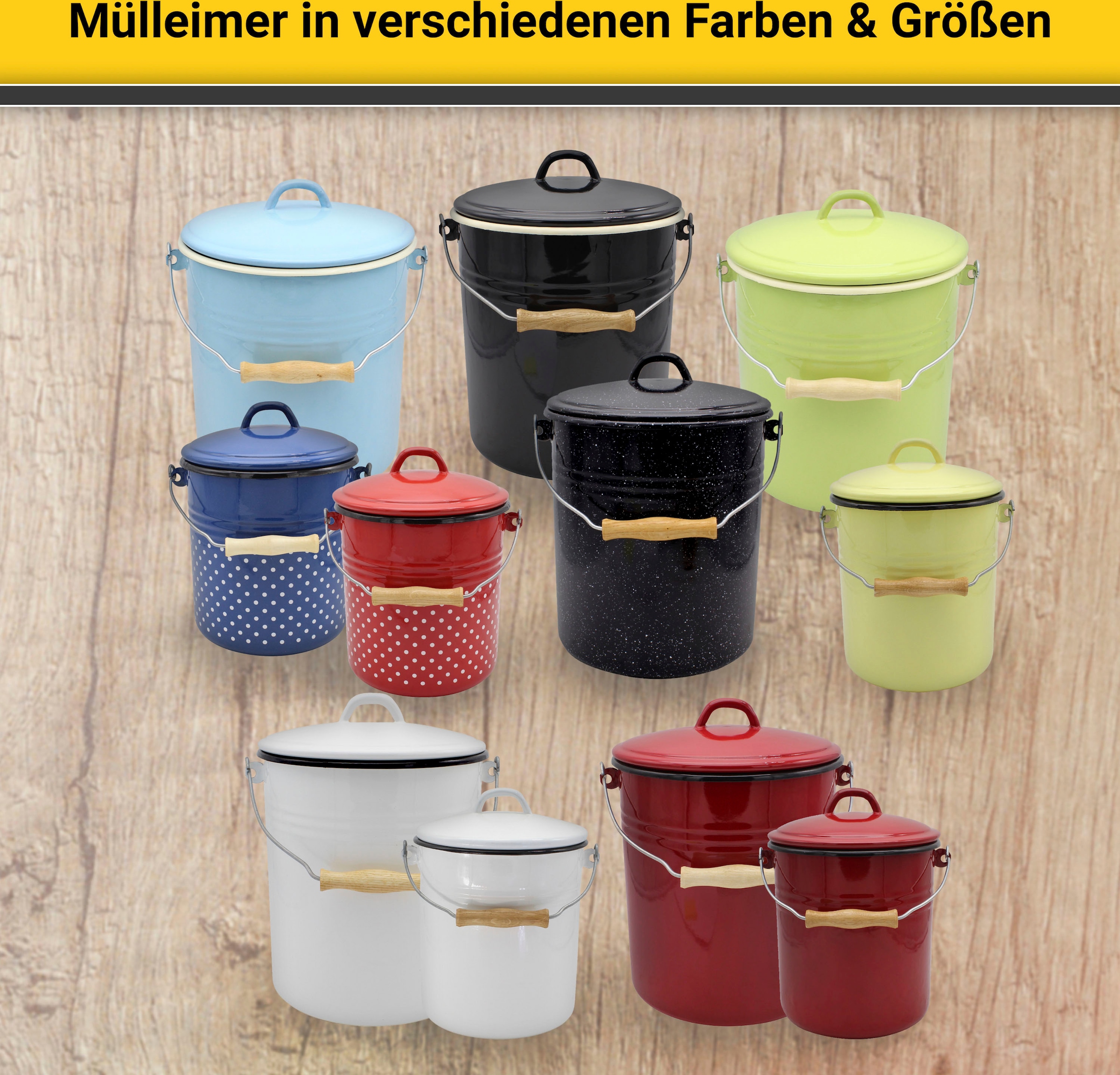 Krüger Mülleimer »Husum«, 3 Shop Made Emaille, OTTO 1 im in Behälter, Liter, Online Europe
