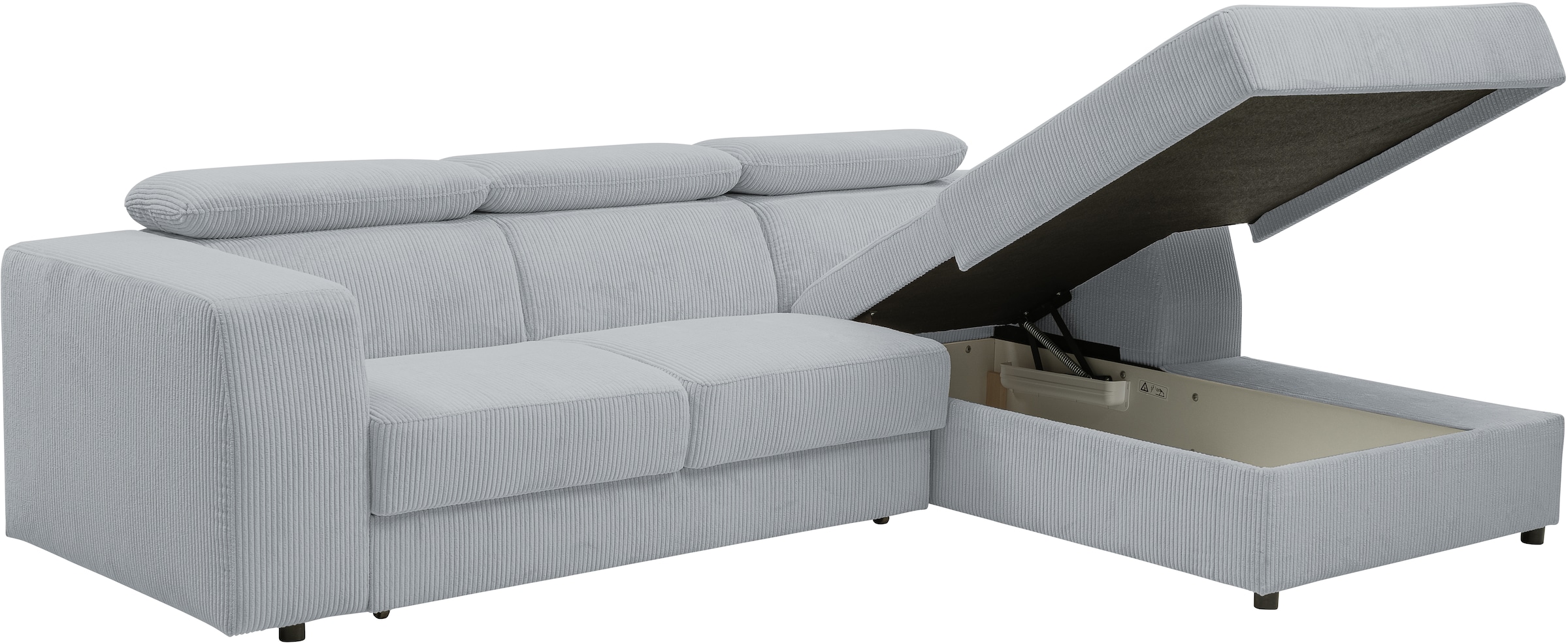 WERK2 Ecksofa »Cherry, modernes Sofa mit Komfortfunktionen, Breite 270cm, L-Form,« bequem, mit verstellbaren Kopfteilen, Schlaffunktion und Bettkasten