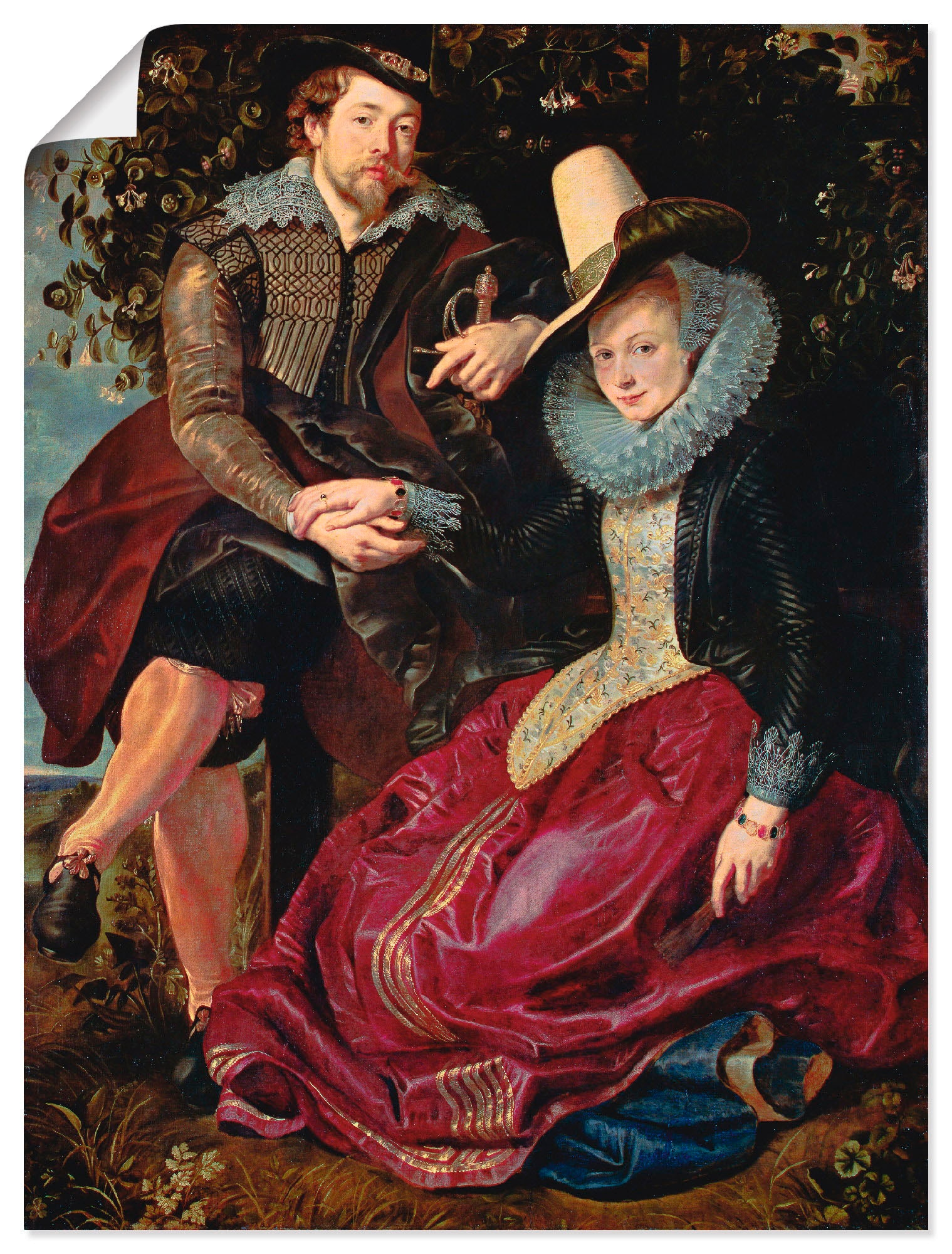 Artland Wandbild »Rubens und Frau in Geißblattlaube«, Paar, (1 St.), als Leinwandbild, Wandaufkleber oder Poster in versch. Größen