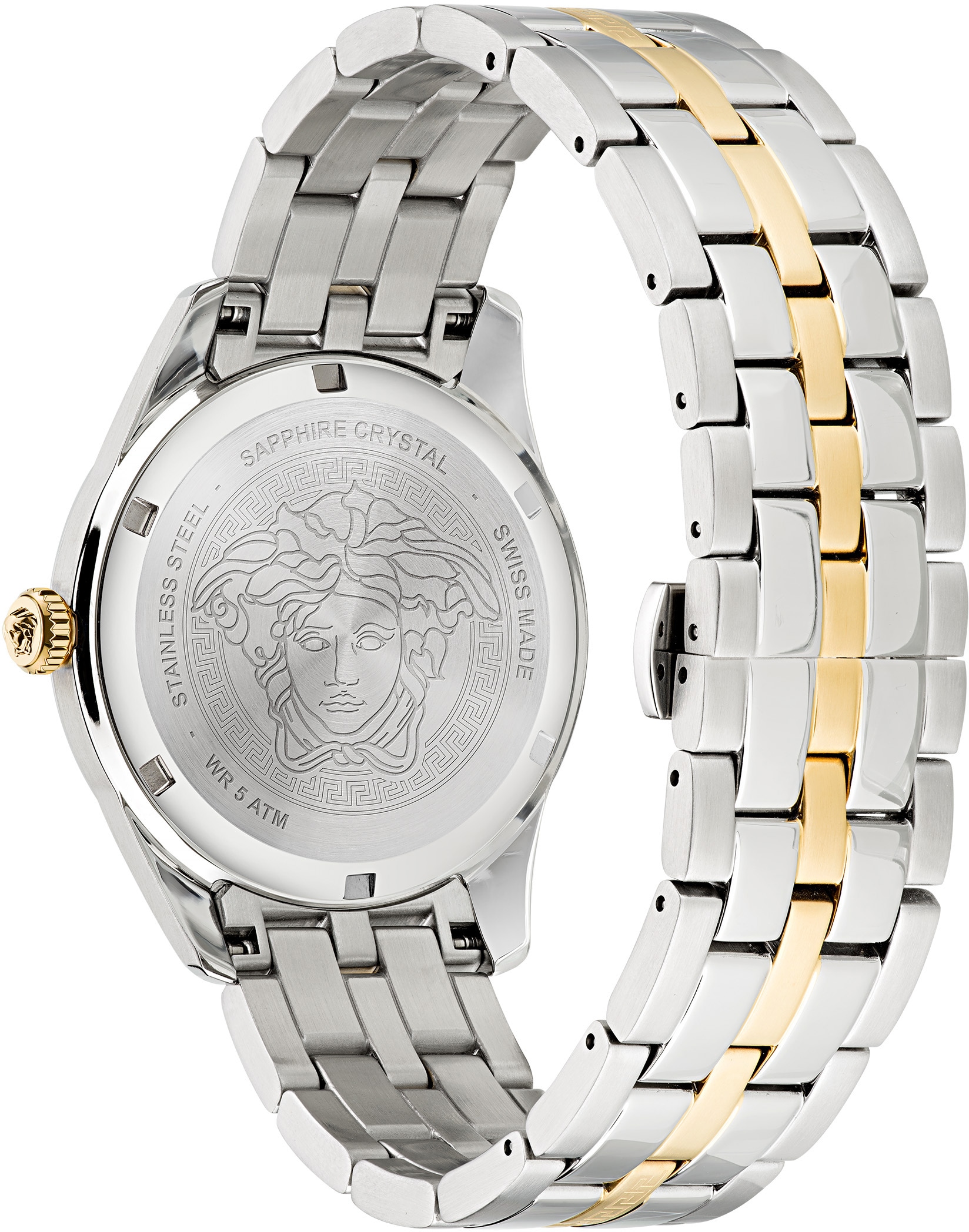 Versace Quarzuhr »GRECA TIME, VE3K00422«, Armbanduhr, Damenuhr, Saphirglas, Datum, Swiss Made, bicolor, analog