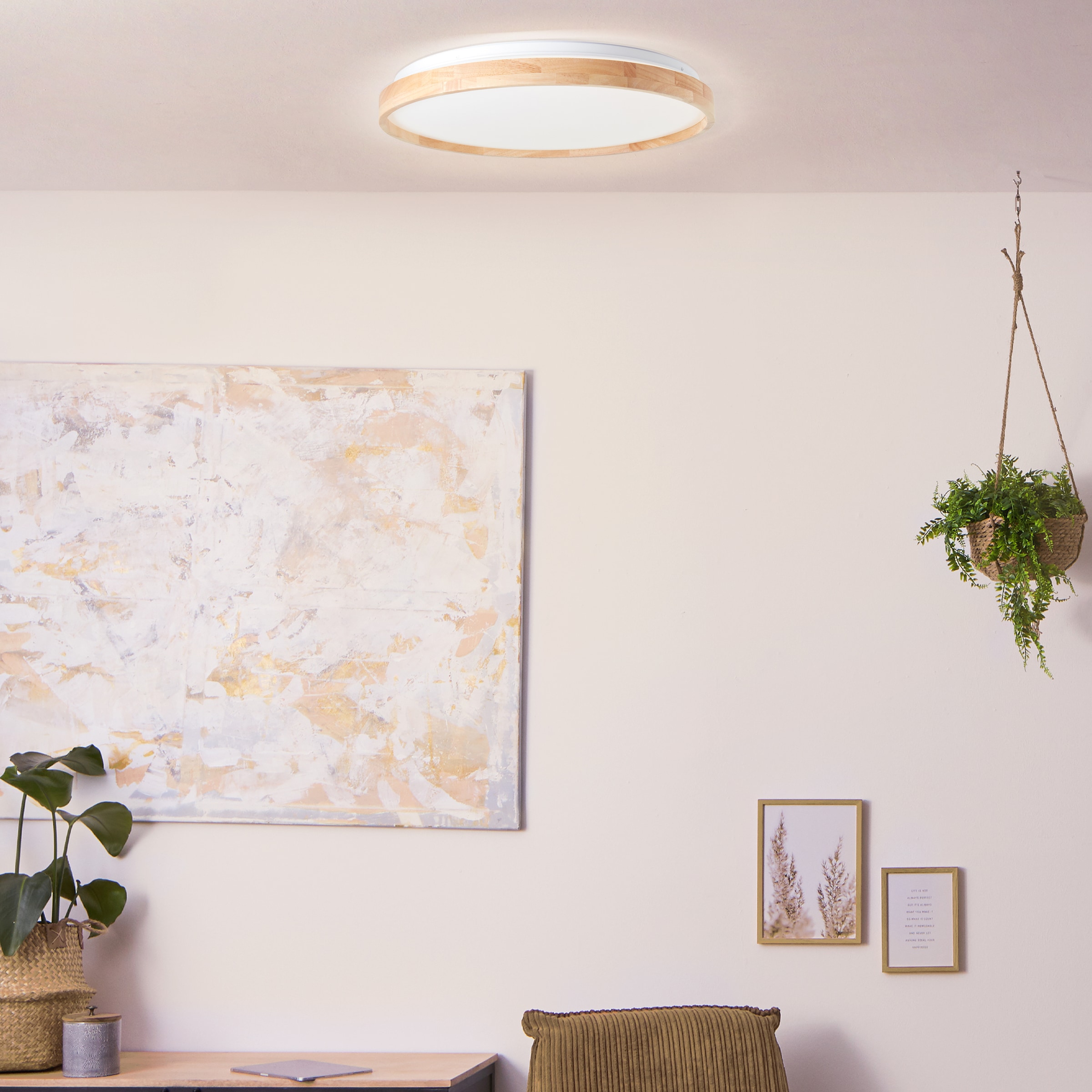 Brilliant LED Deckenleuchte »Alson«, 3300 lm, Ø 50 cm, Metall/Holz/Kunststoff, holz hell/weiß