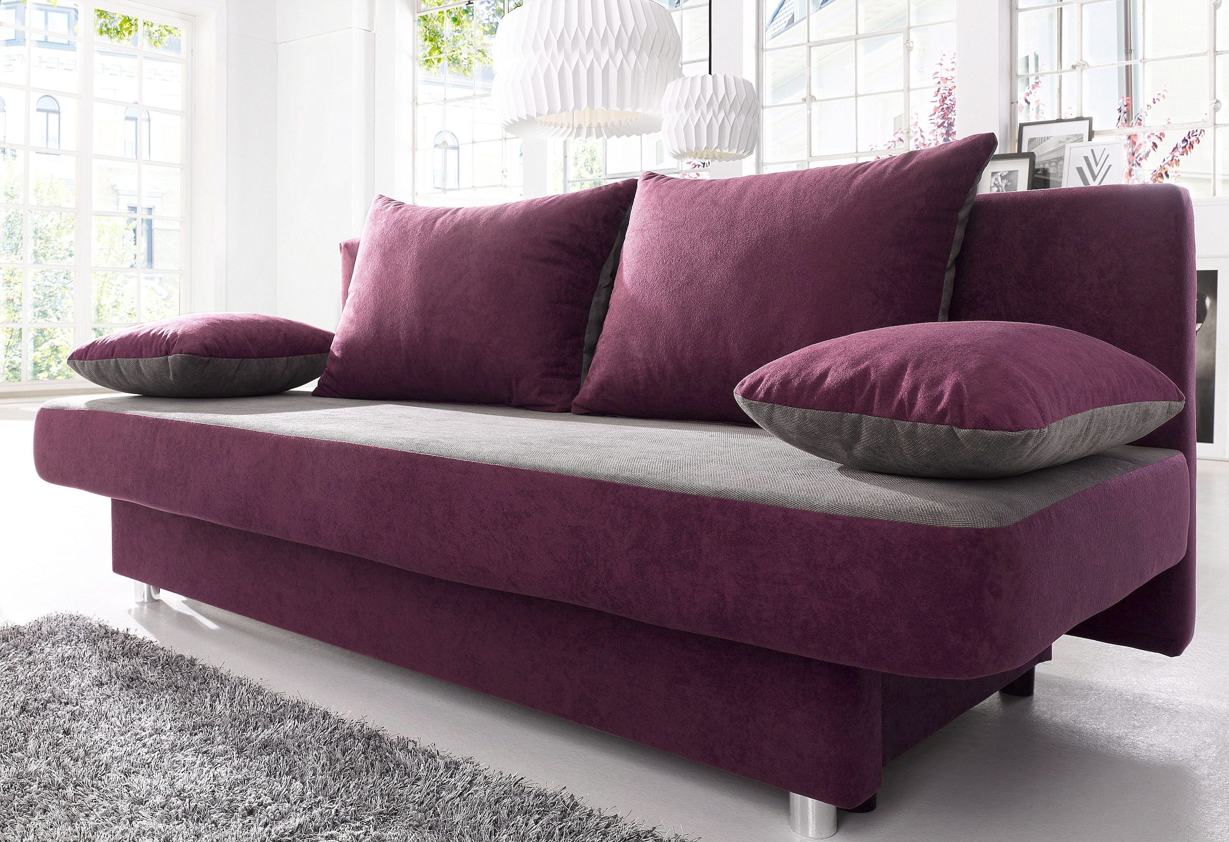 COLLECTION AB Schlafsofa »P-Ulla«, inkl. Bettfunktion, Bettkasten und Zierkissen