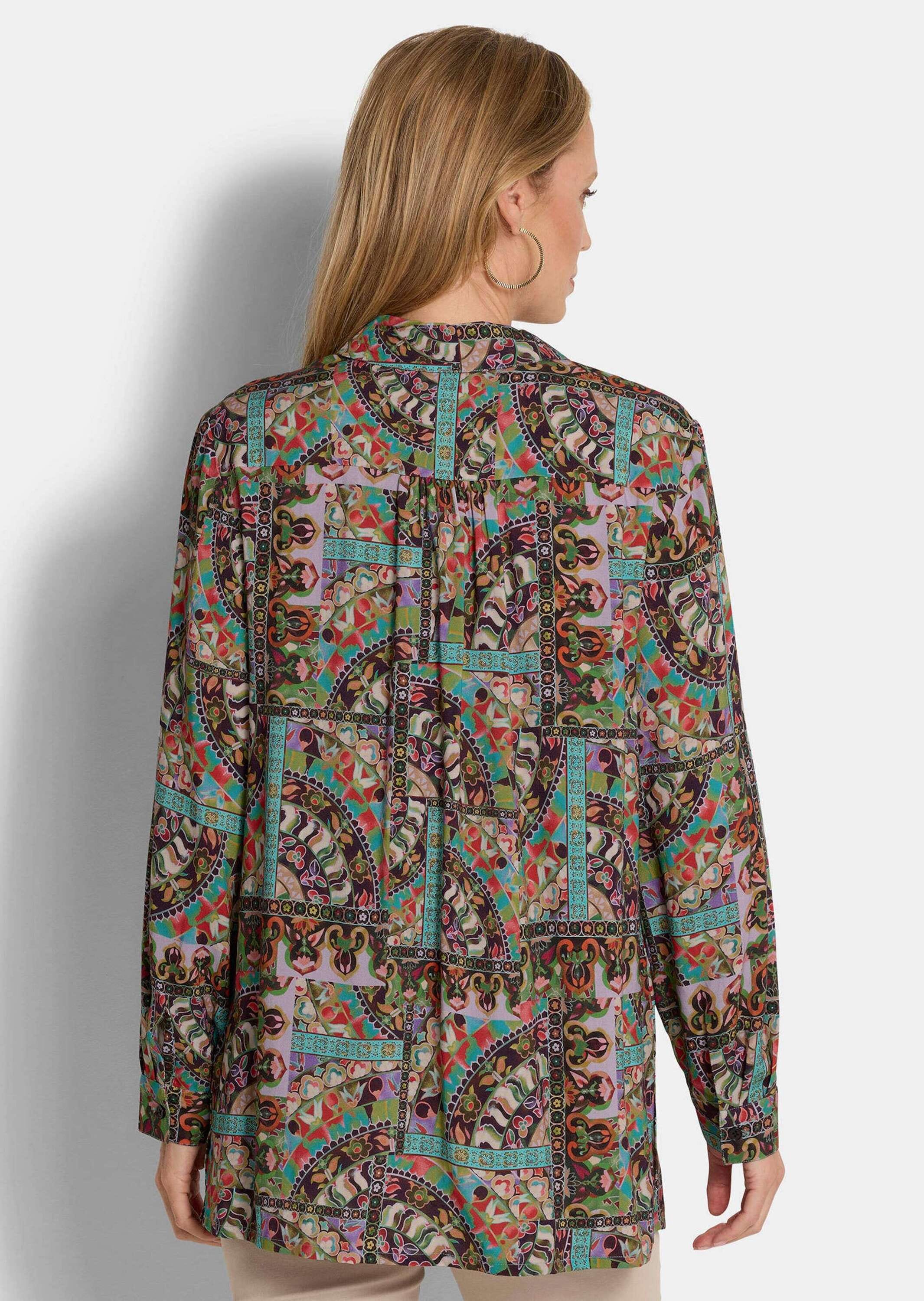 GOLDNER Hemdbluse »Kurzgröße Blusenshirt mit stilvollem Muster-Mix« verrdeckte Knopfleiste