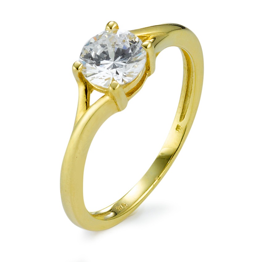 Solitär Ring 375/9 K Gelbgold Zirkonia Ø6 mm, Rhomberg Schmuck