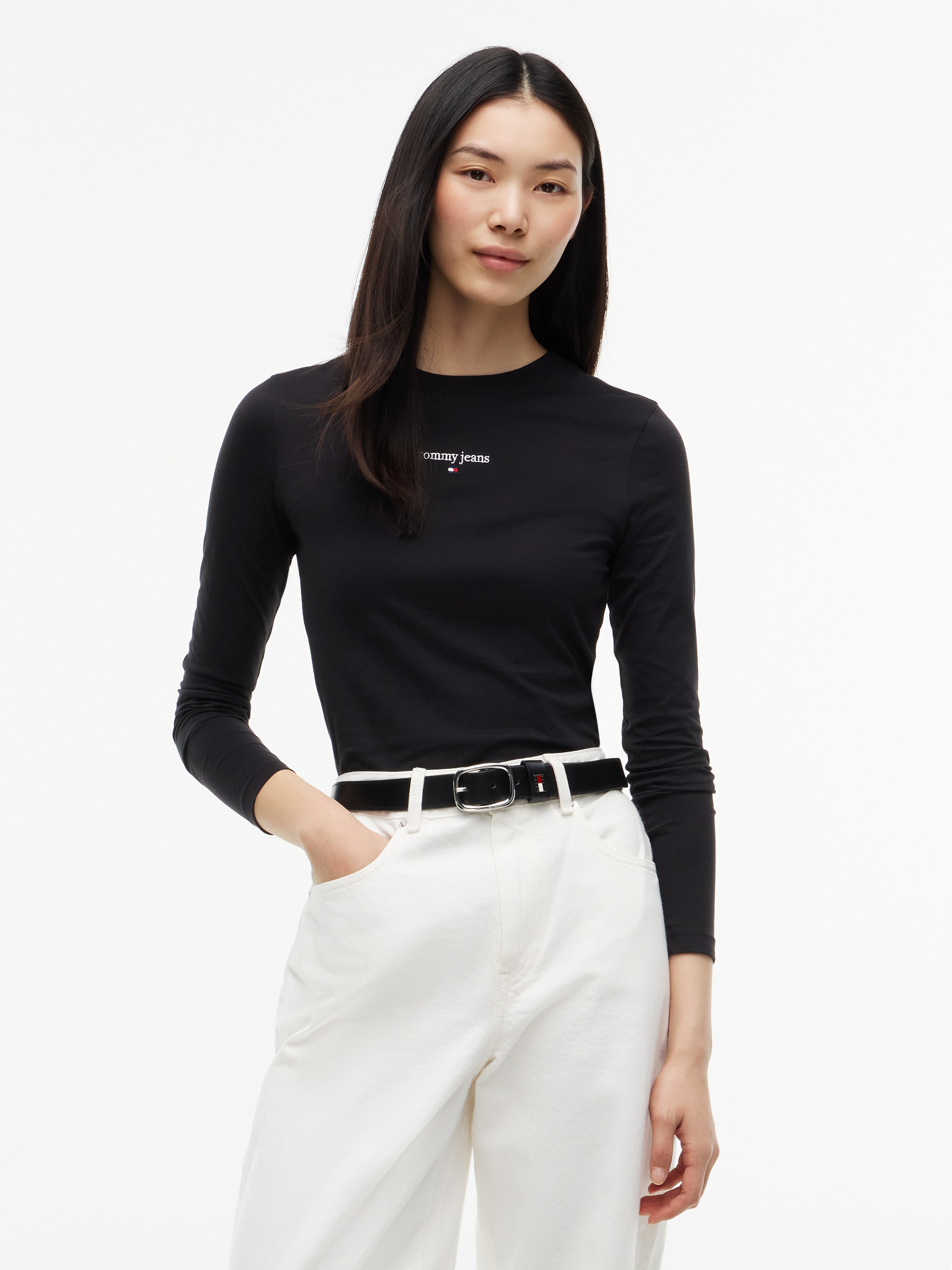 Tommy Jeans Langarmshirt »TJW SLIM CLASSIC LOGO LS TEE« Baumwollmischung, slim fit
