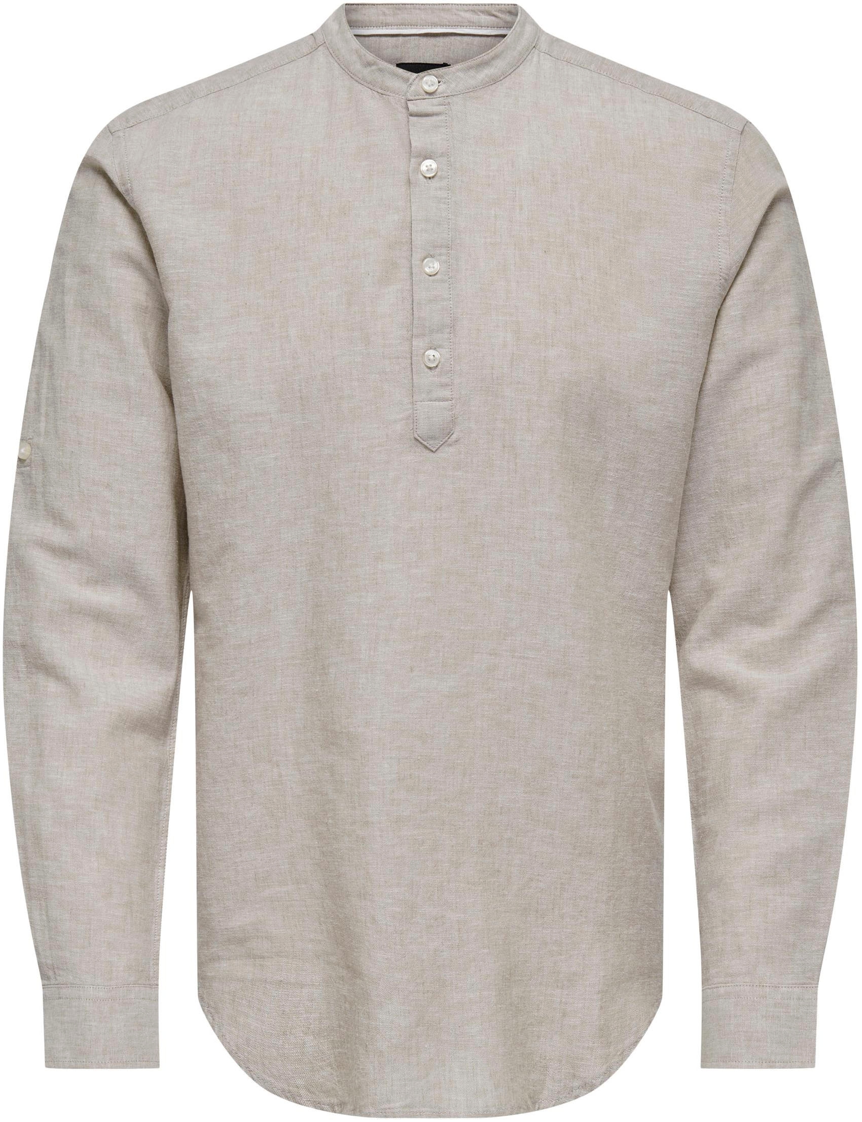 ONLY & SONS Langarmhemd »ONSCAIDEN LS HALFPLACKT LINEN SHIRT«