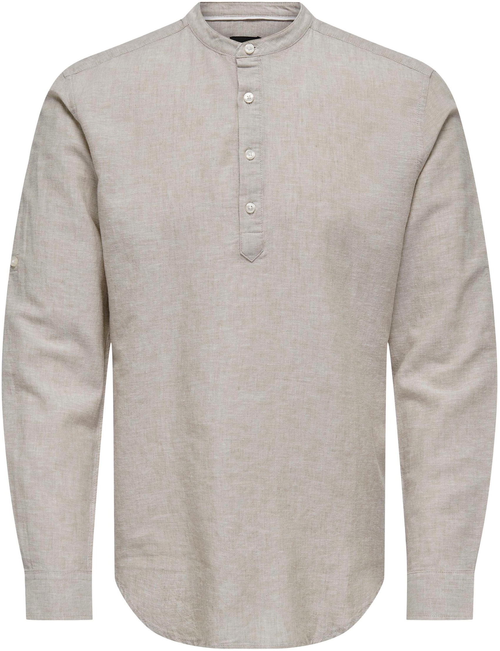 ONLY & SONS Langarmhemd »ONSCAIDEN LS HALFPLACKT LINEN SHIRT«