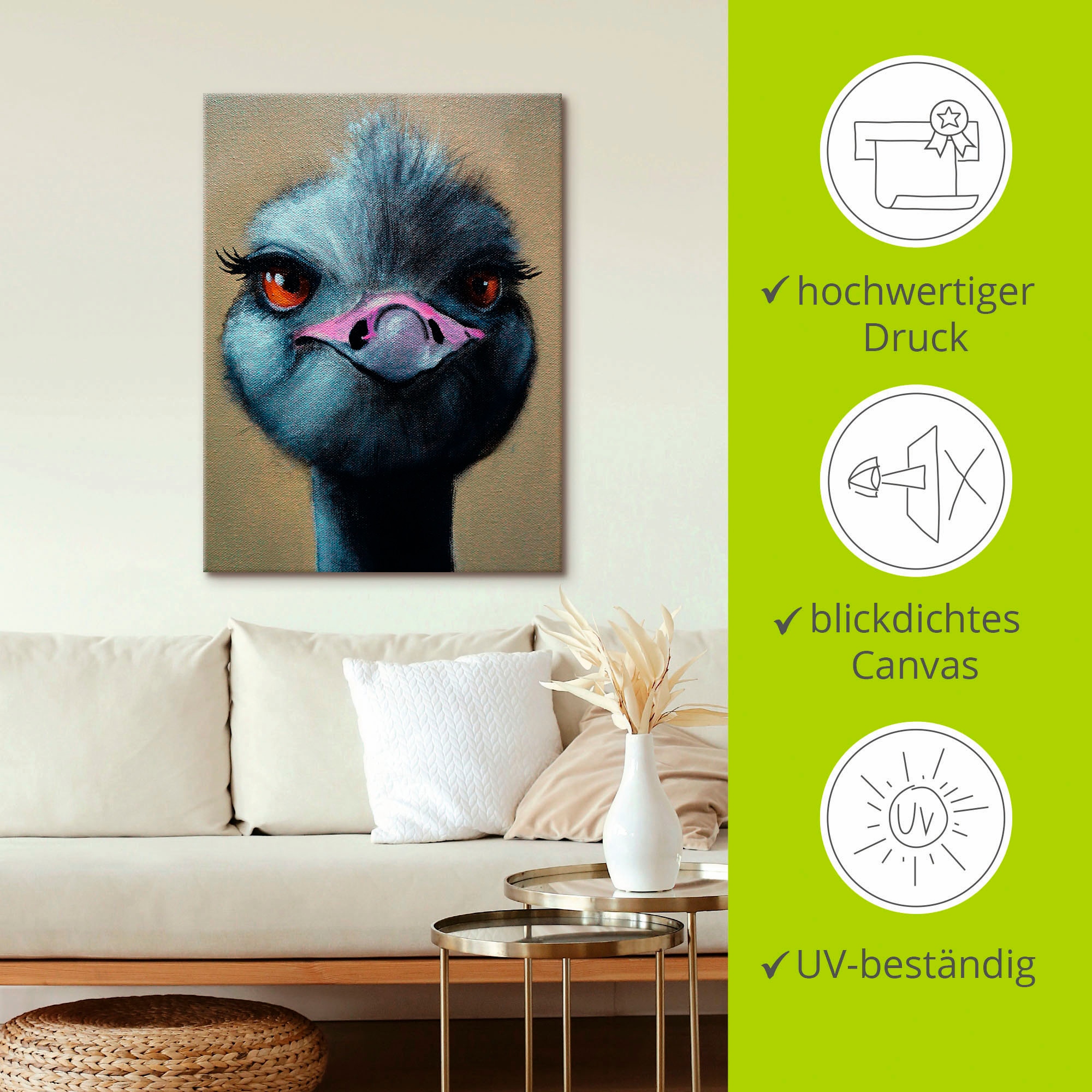 Artland Wandbild »Das zwinkern lerne ich auch noch!«, Vögel, (1 St.), als Leinwandbild in verschied. Größen