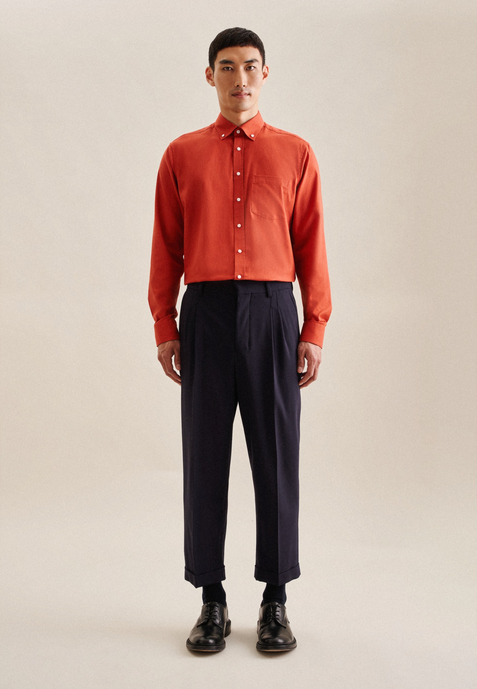 seidensticker Businesshemd »Regular«, Regular Langarm Button-Down-Kragen Uni