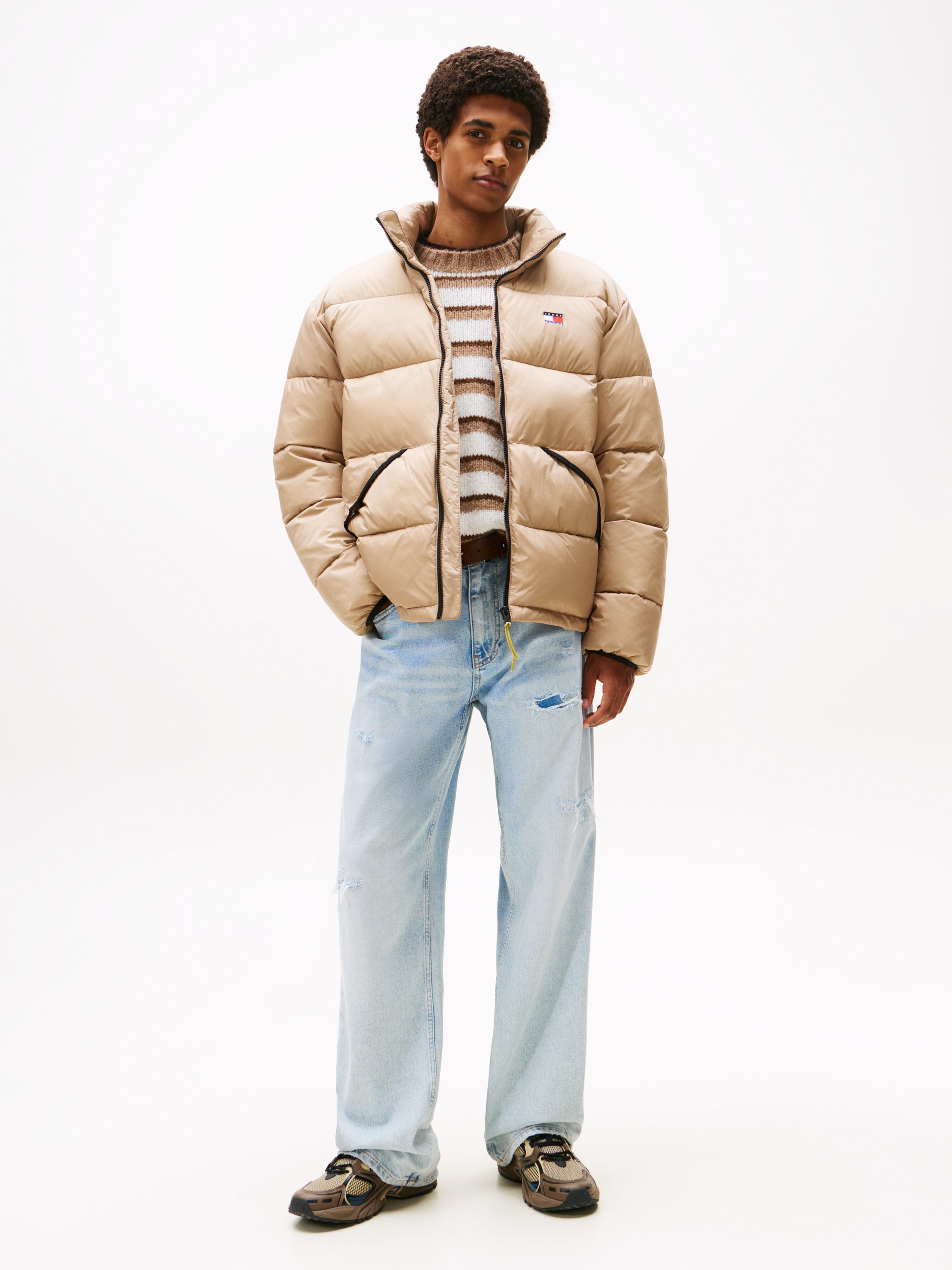 Tommy Jeans Steppjacke »VAIL PUFFER« ohne Kapuze Winterjacke Pufferjacket Regular fit mit Rundhalsausschnitt