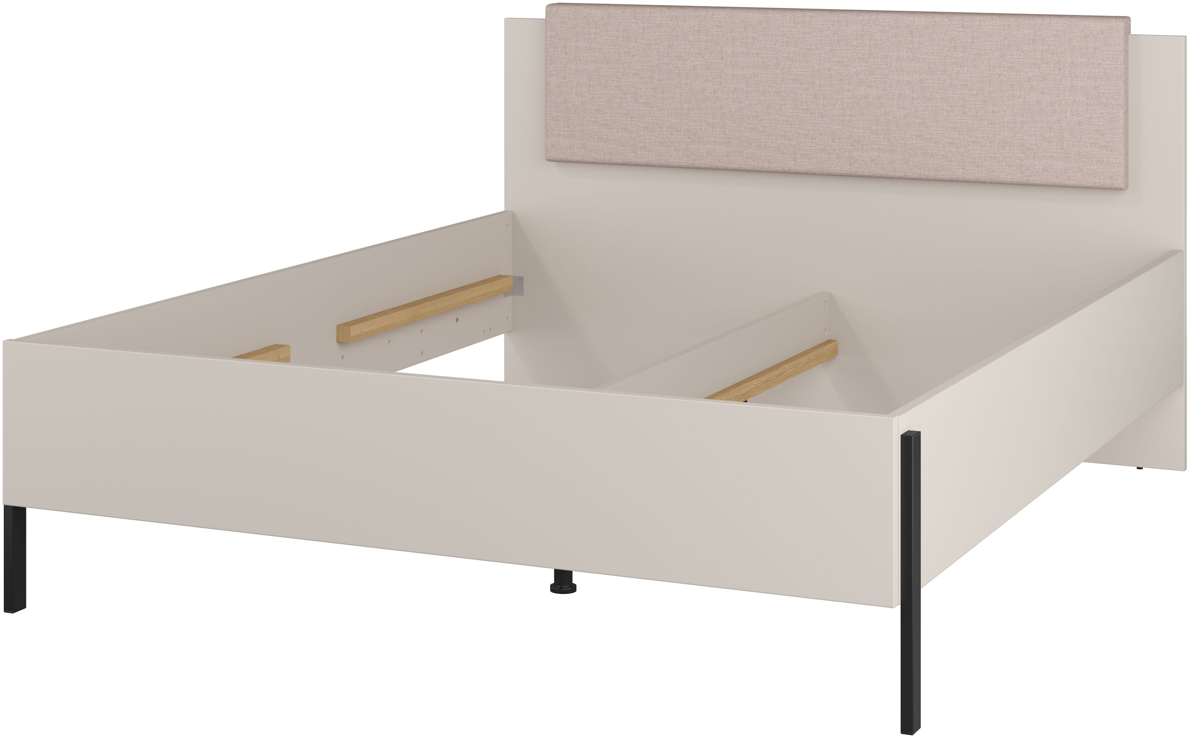 Home affaire Bett »Jukon, mit gepolstertem Kopfteil, Füße aus Metall, modernes Design«, (3 Breiten:100cm, 160cm und 180cm), in drei Größen, perfekt auch als Jugendbett