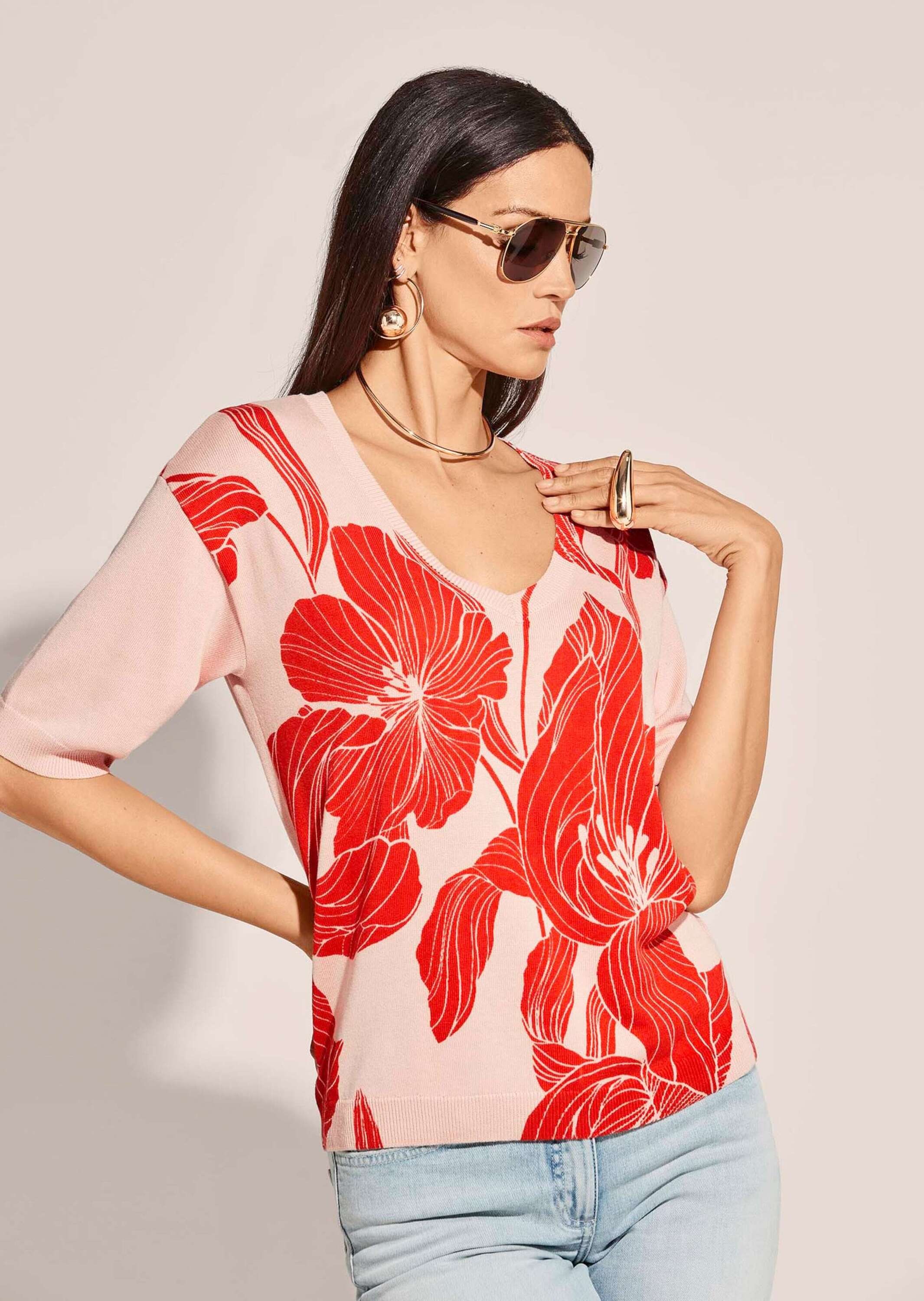 MADELEINE Longpullover »Pullover Pullover mit Blütenprint«