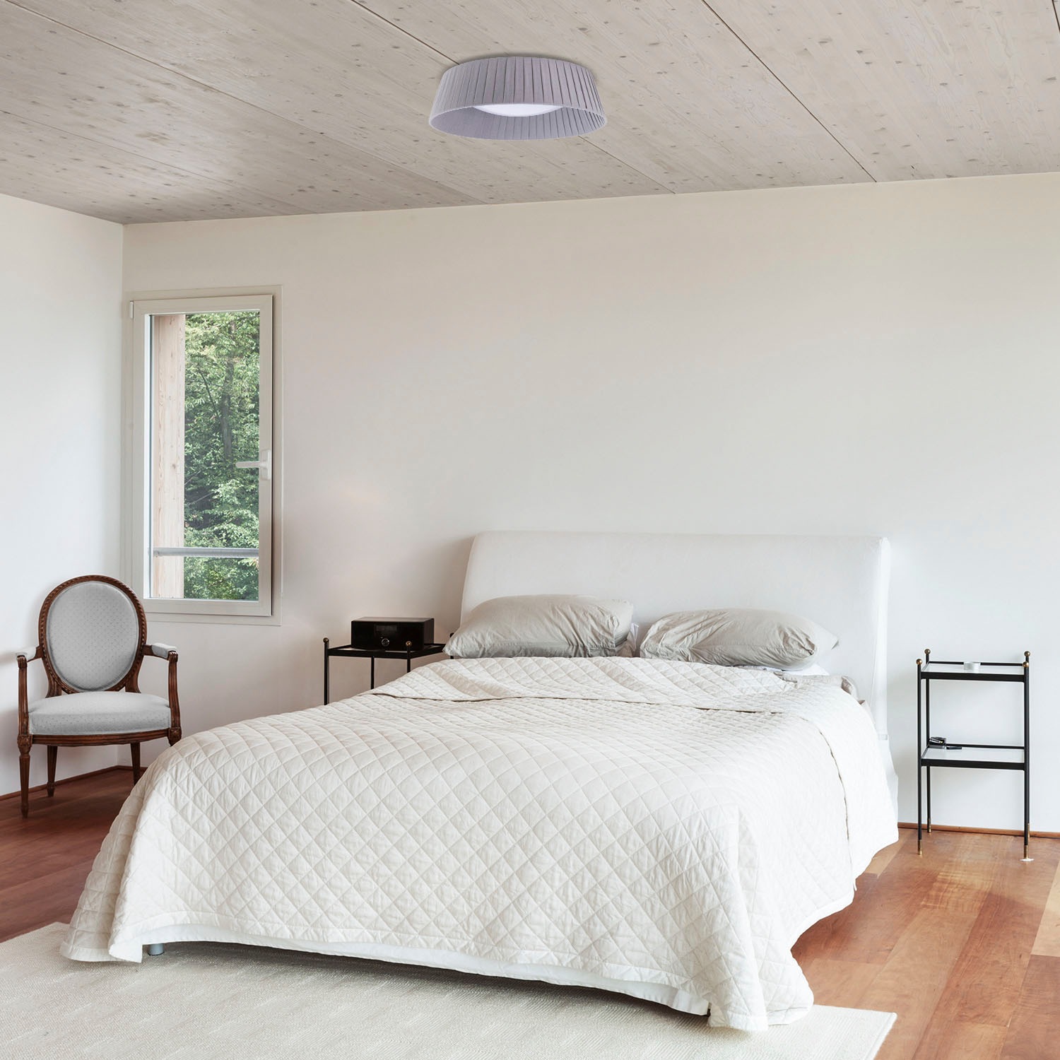 Paco Home Deckenleuchte »TARTE«, Leuchtmittel E27 | ohne Leuchtmittel, Rund Büroleuchte 2 x E27 Textilschirm Modern Geschlossen Unifarben