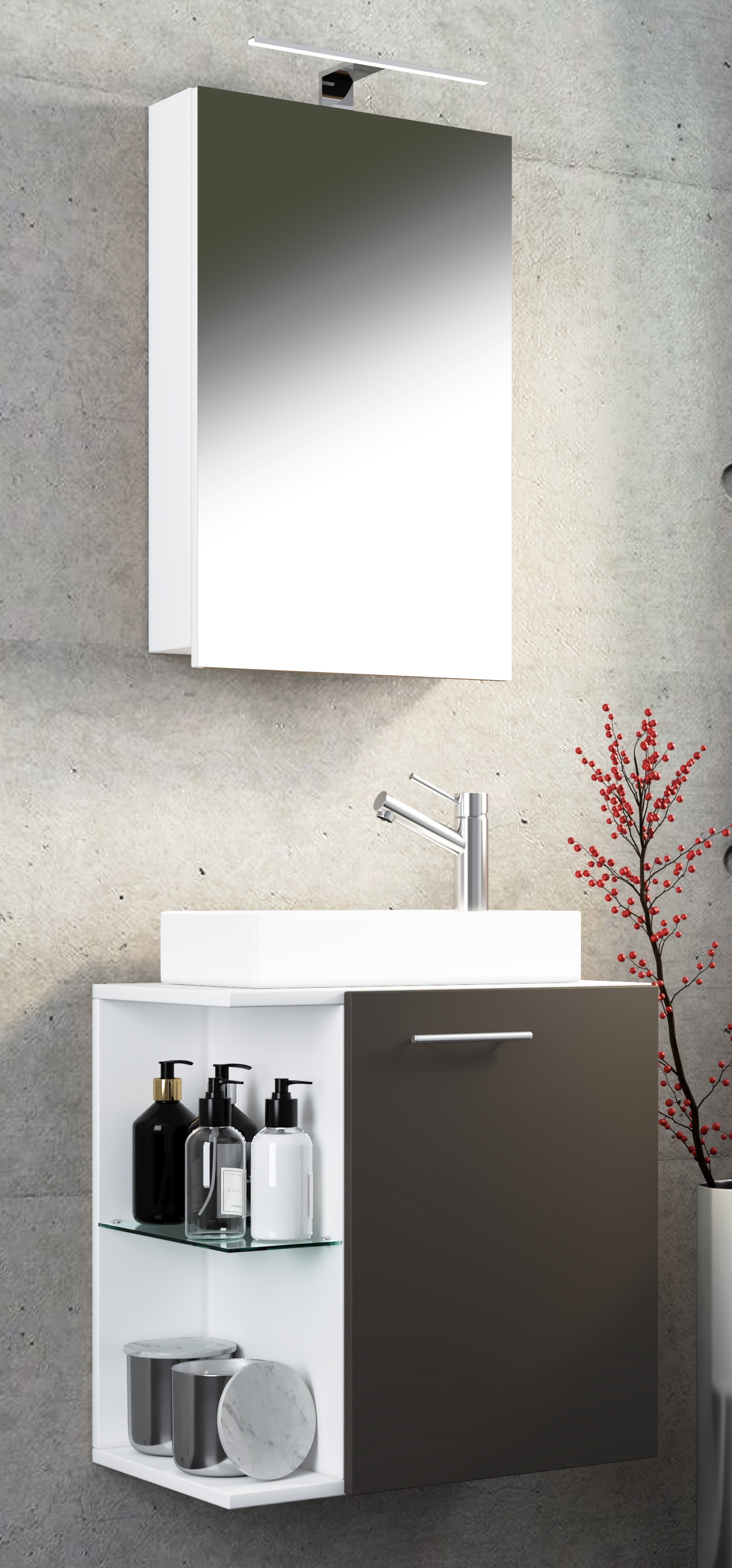 VCM Waschbeckenunterschrank »VCM 3-tlg Set | Waschplatz für Gäste WC | Gästebad | Waschtisch | Badezimmer Set - Hausa SC«, (3 St.)