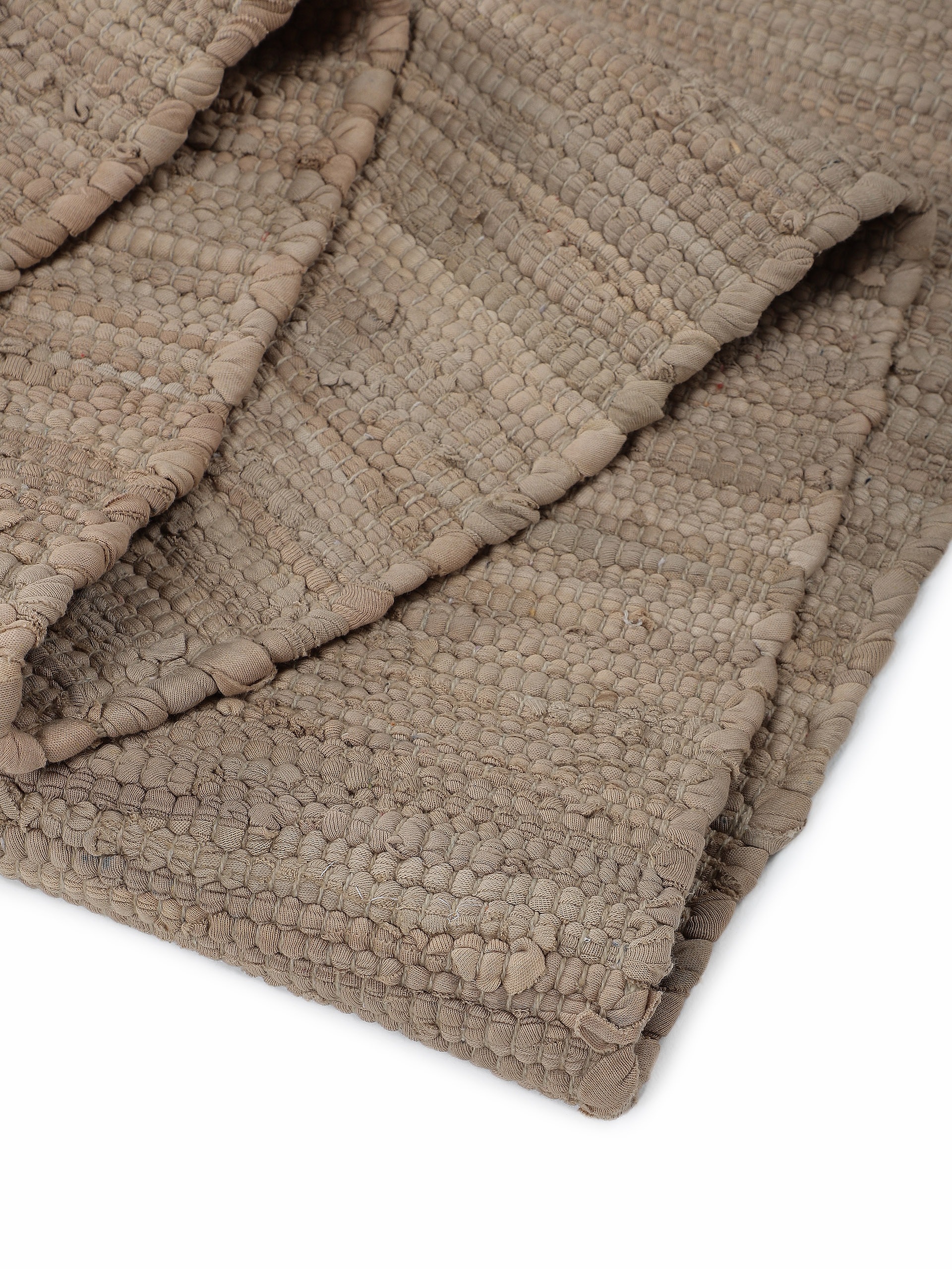 carpetfine Teppich »Kelim Chindi uni«, rechteckig, 5 mm Höhe, Wendeteppich, reine Baumwolle, handgewebt, Uni-Farben, mit Fransen