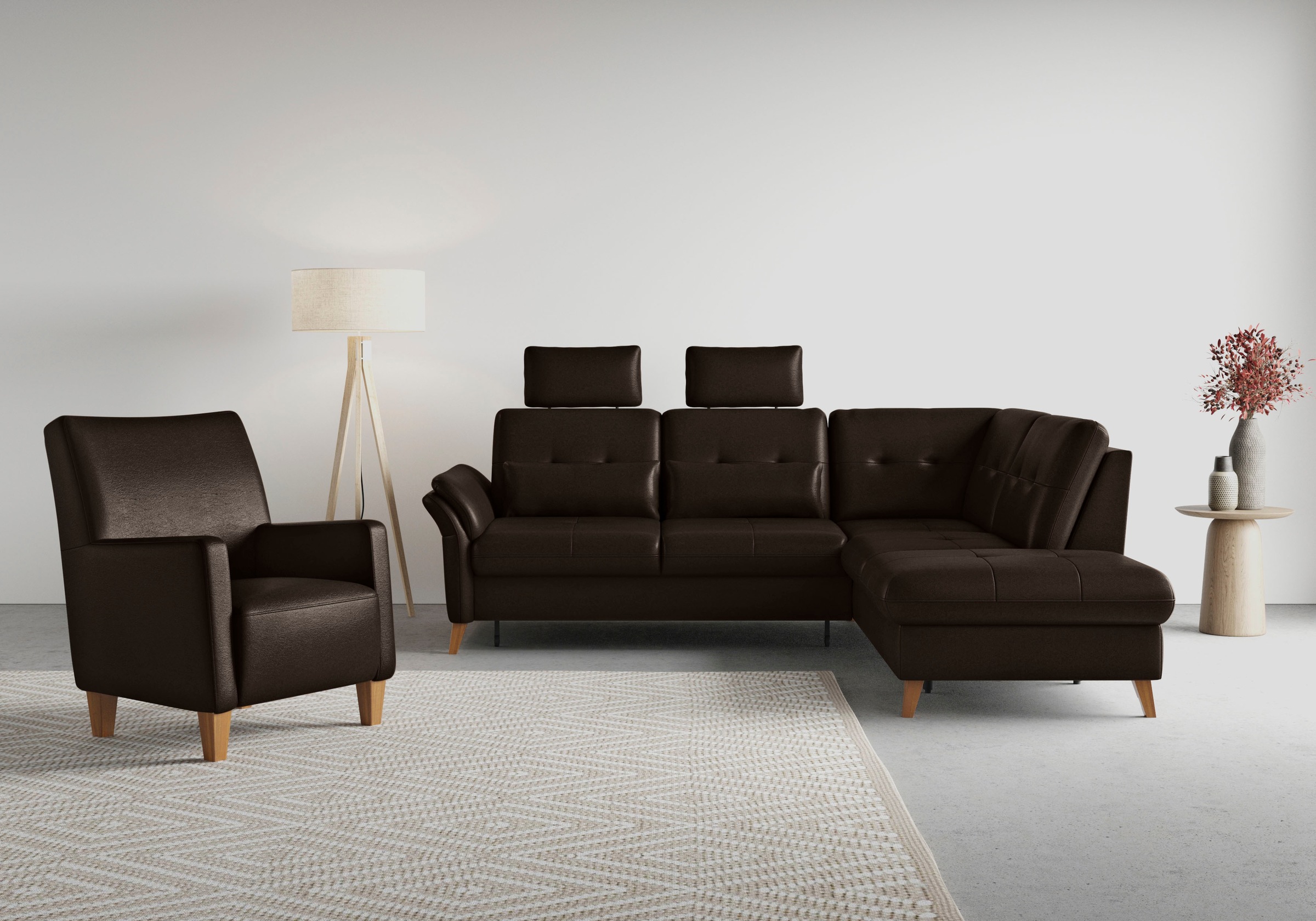 sit&more Ecksofa »Göteborg«, inkl. Sitztiefenverstellung, wahlweise mit Bettfunktion & Bettkasten