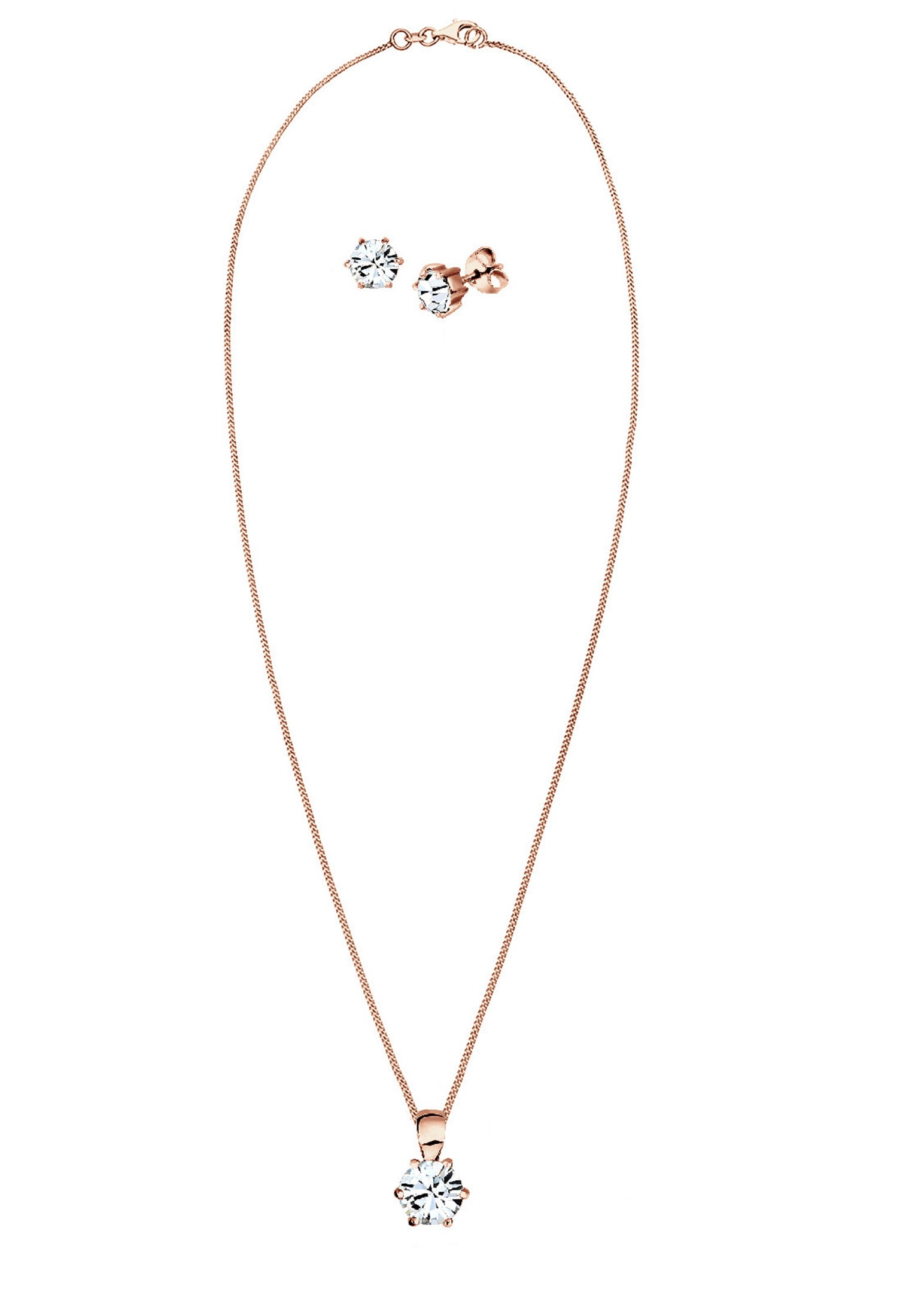 Elli Ohrring und Ketten Set »Schmuckset Stecker und Kette Rund 925 Sterling Silber, mit Kristallen von Swarovski®« ()