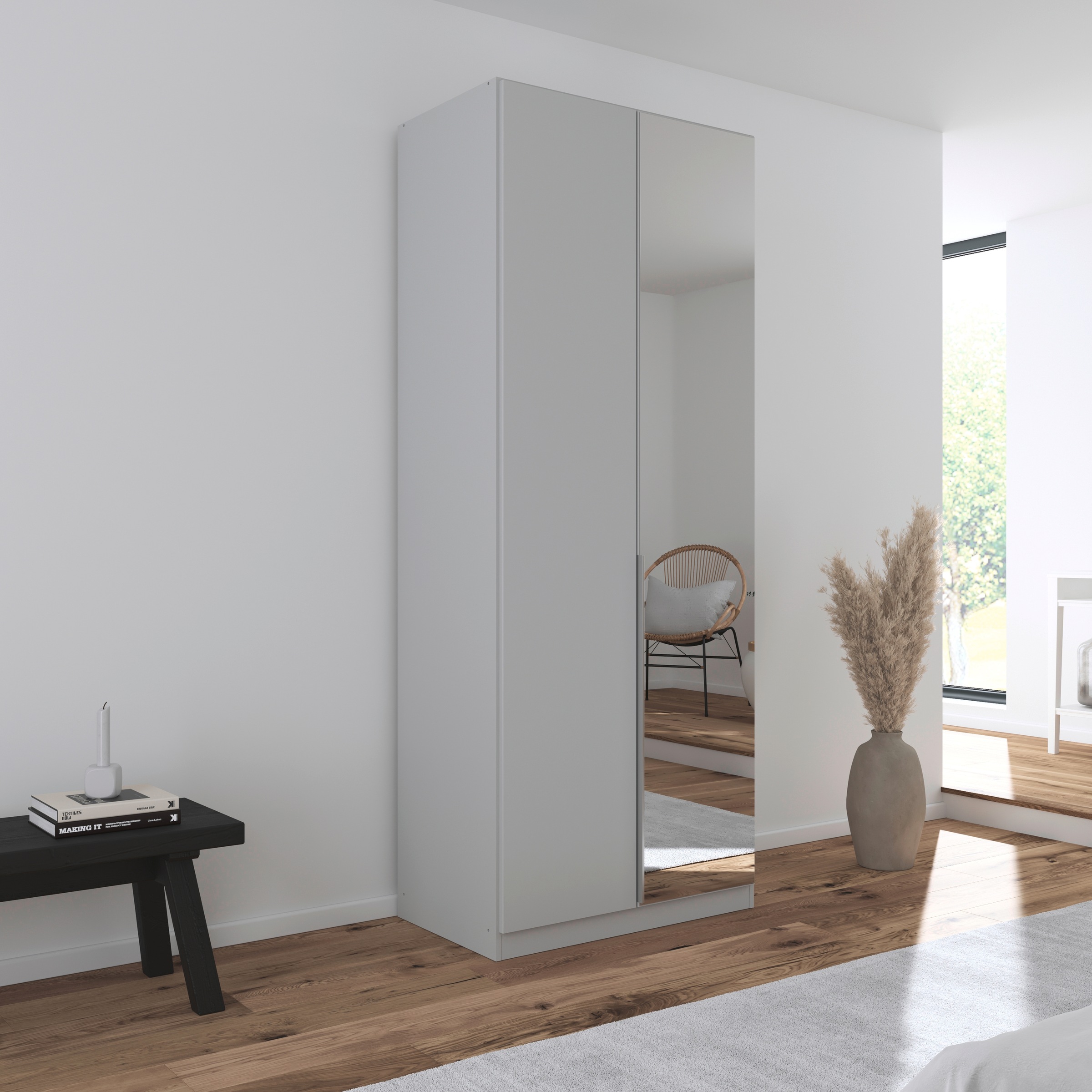 rauch Drehtürenschrank »Kleiderschrank Schrank Garderobe AGORDO mit Dekor- oder Hochglanzfront«, (in zwei Griff-Farben), durchdachte Innenausstattung, in 6 Breiten und 2 Höhen MADE IN GERMANY