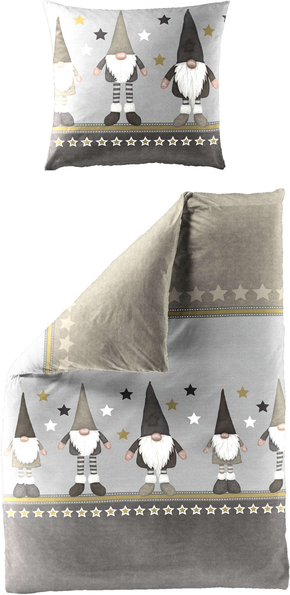 BIERBAUM Bettwäsche »4104« 2 Stk. tlg. Mako-Satin und Biber, 100% Baumwolle, pflegeleicht, kuschelig weich