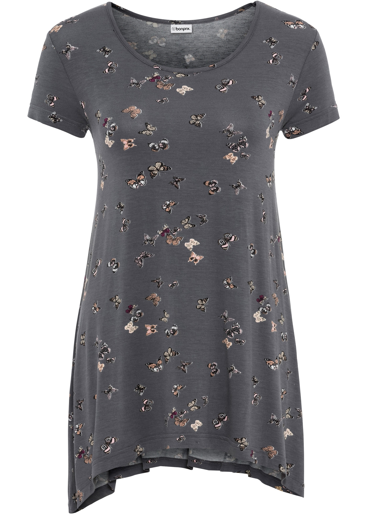 bonprix T-Shirt leicht ausgestellter Schnitt, verlängerte Saumseiten