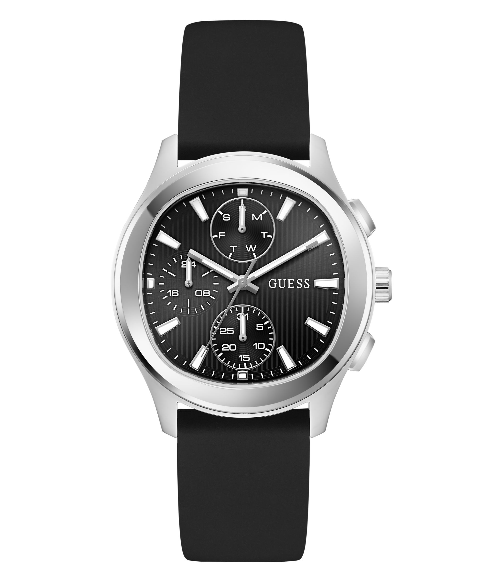 Guess Multifunktionsuhr »PALMER« Quarzuhr, Armbanduhr, Herrenuhr, Silikonarmband, analog, Wochentag