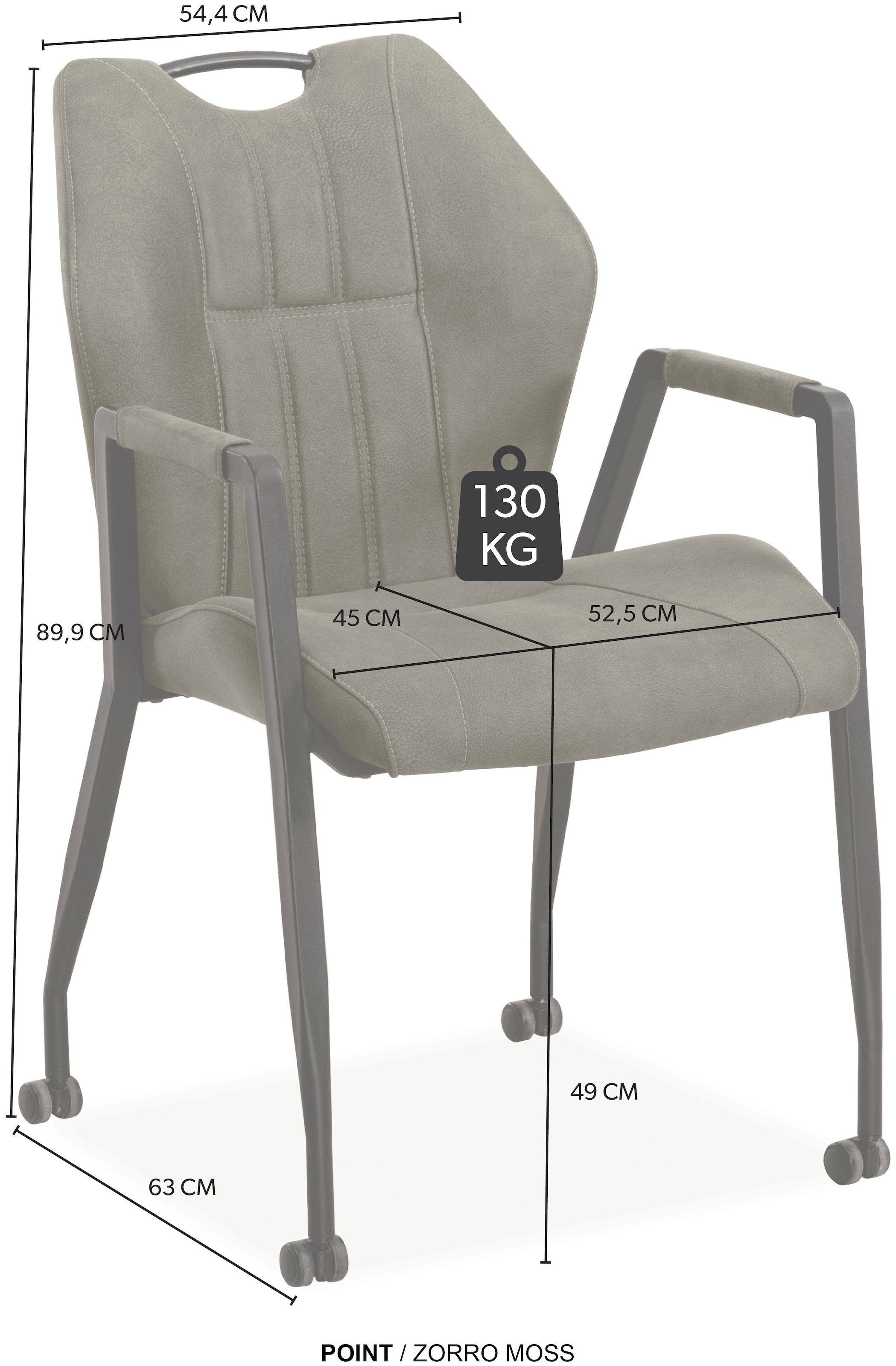 OMG Design Armlehnstuhl »Point« (Set) 1 Stk.Esszimmerstuhl mit Rollen, Bürostuhl