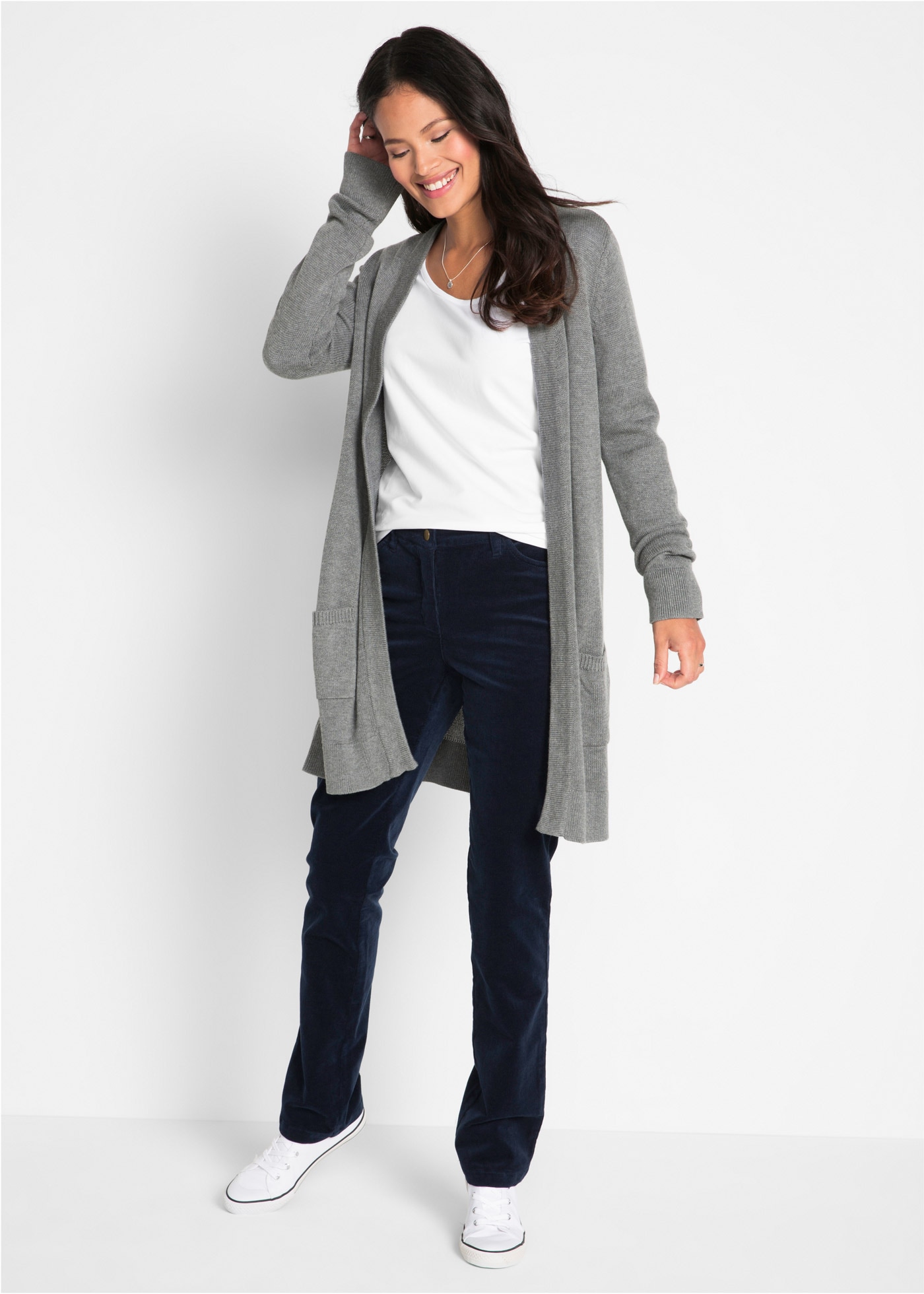 bonprix Langarmshirt eng anliegende Passform, mit Rundhalsausschnitt, mit Doppelnähten