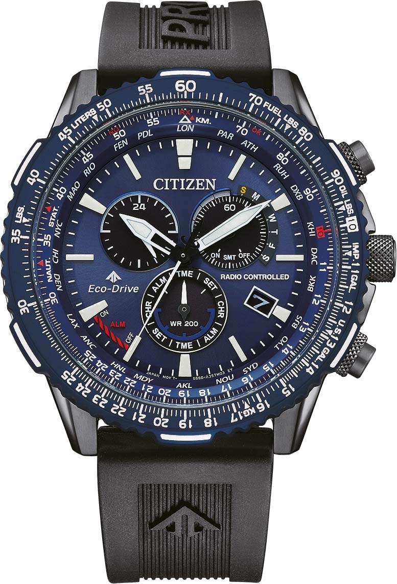 Citizen Funkchronograph »Promaster Sky«, Armbanduhr, Herrenuhr, Solar, Stoppfunktion, bis 20 bar wasserdicht