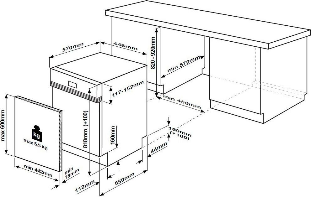 BEKO teilintegrierbarer Geschirrspüler »DSS28021X«, DSS28021X, 11 Maßgedecke, mit Intensiv 70°C