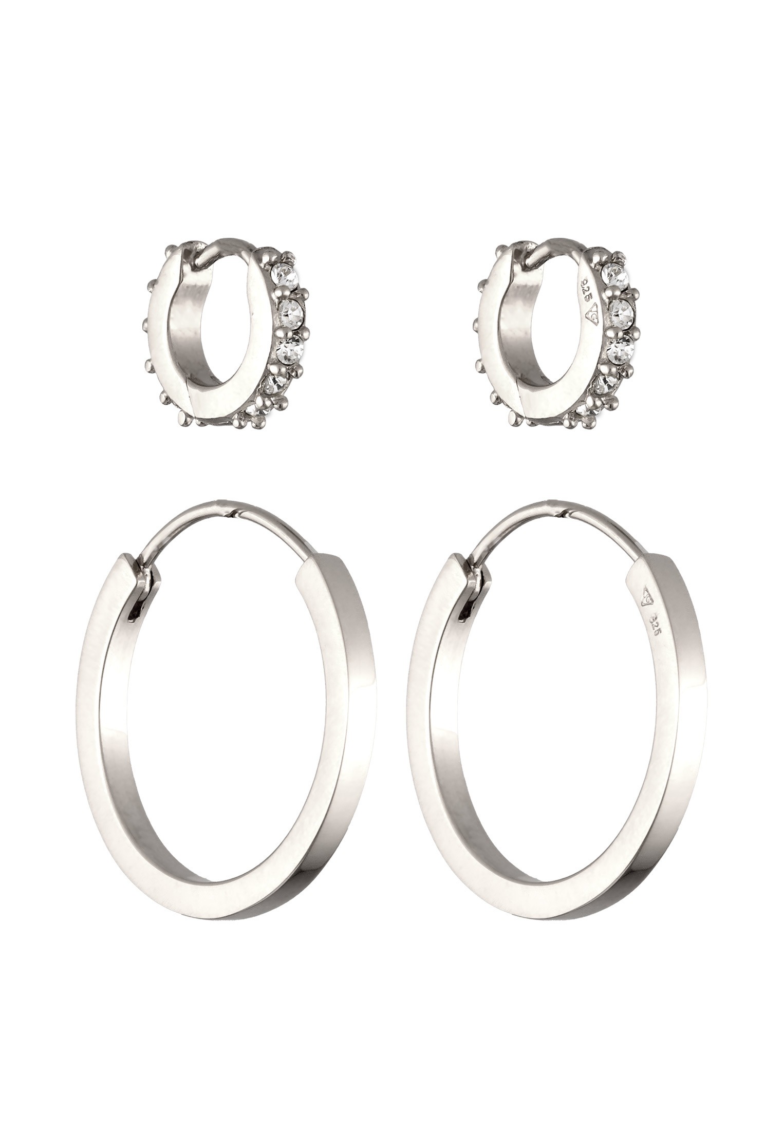 Elli Ohrstecker-Set »Ohrringe Creolen Set Glas Kristalle Weiß 925 Sterling Silber«