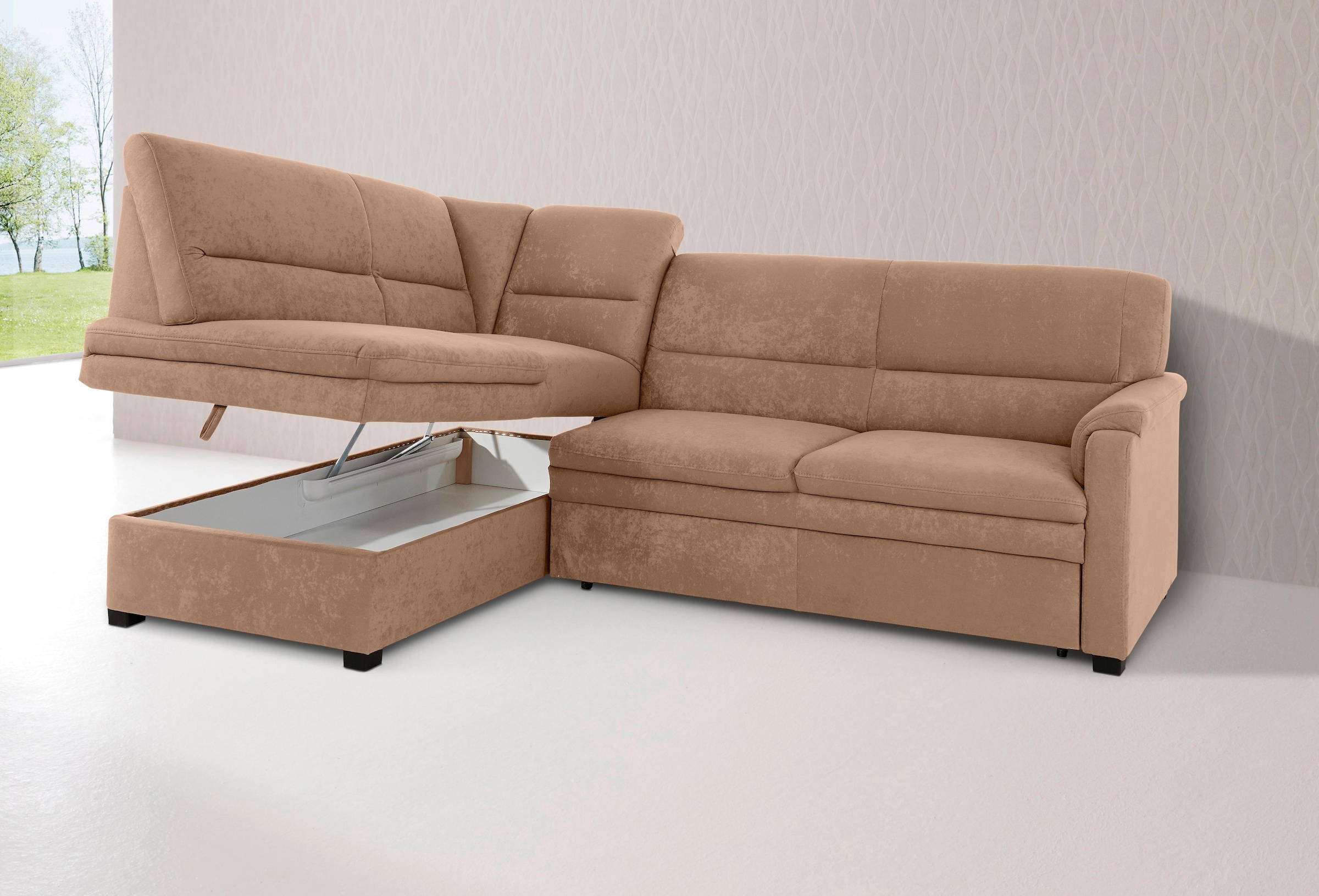 sit&more Ecksofa »Pisa L-Form« mit Federkern, wahlweise mit Bettfunktion
