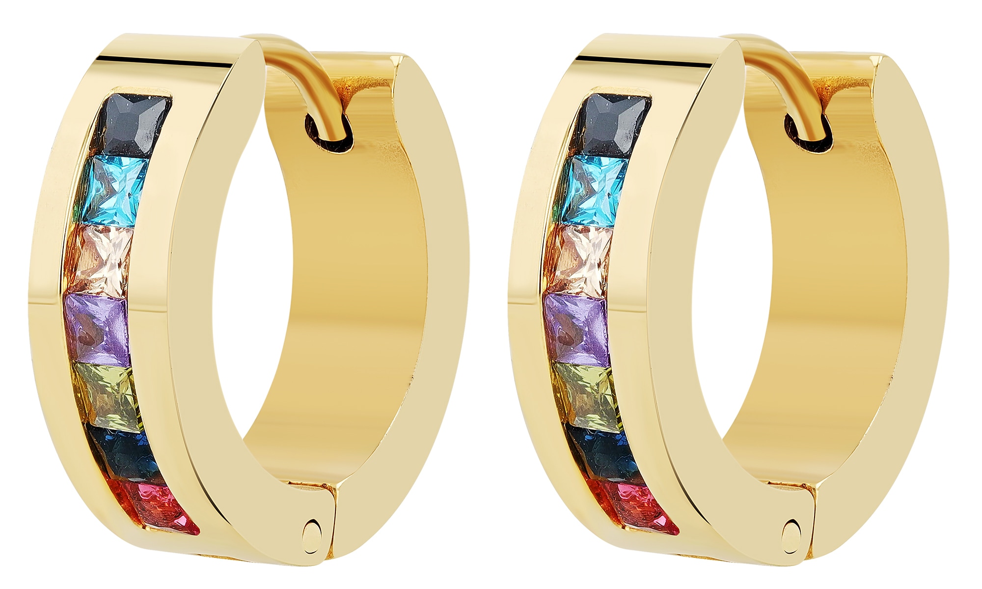 Adelia´s Paar Creolen »Damen Ohrringe ¿ Klappcreole aus Edelstahl mit Strass Steinchen«