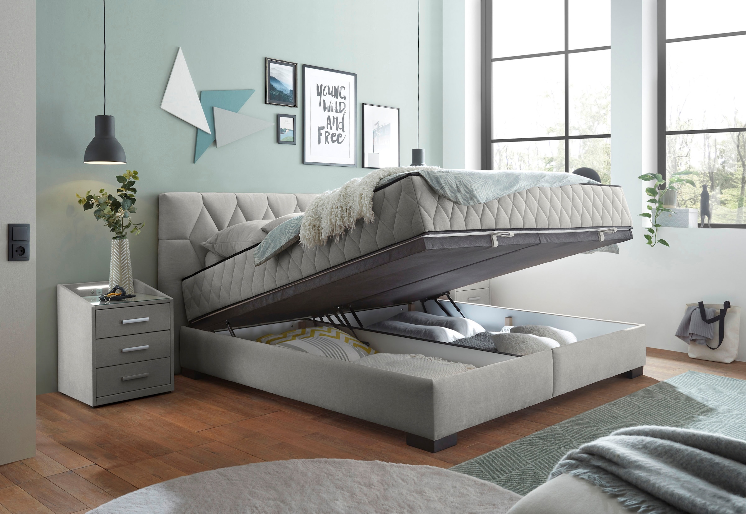ED EXCITING DESIGN Boxbett »Nagol« mit Bettkasten, mit Wendematratze, erhältlich in verschiedenen Breiten
