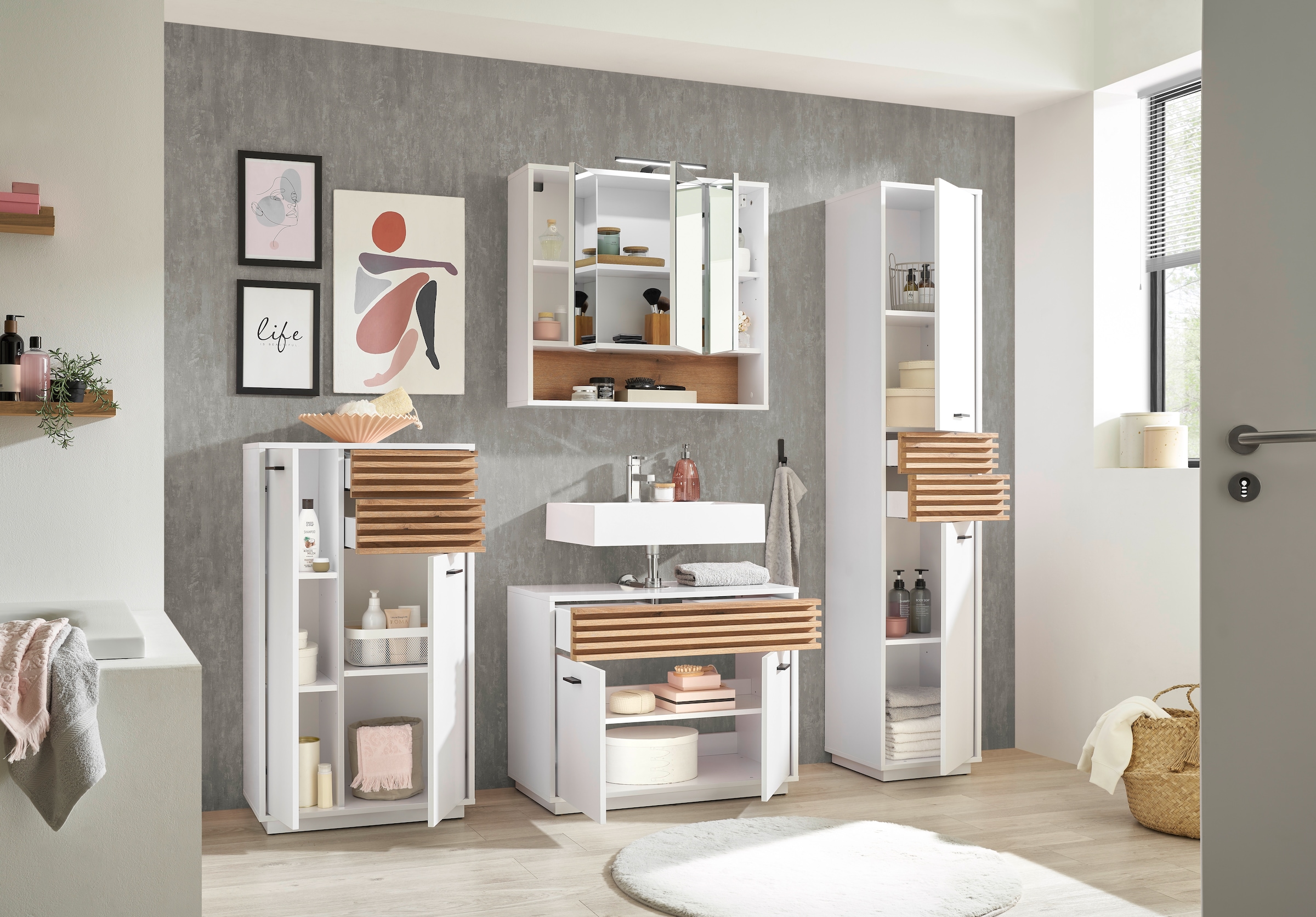 BASIC by Balculina Hochschrank »Liguria B/H/T 38x191x35 cm« 1 Stk. tlg. Breite 38cm, Unterflurauszug, FSC-Mix 70%