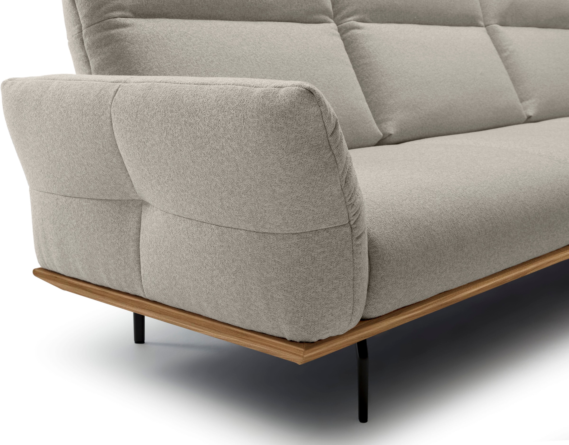 Creation BY ROLF BENZ Ecksofa »CR.460«, Sockel in Nussbaum, Winkelfüße in Umbragrau, Breite 338 cm