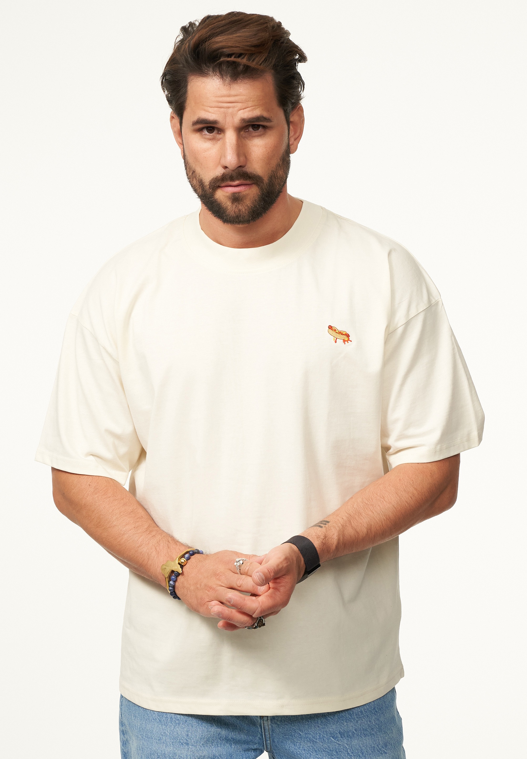 SOULSTAR T-Shirt »Kurzarm Oversize aus 100% Baumwolle mit Rundhalsausschnitt Crew Neck für Herren« Herren Oversize-Fit Kurzarm Shirt mit Rundhals-Ausschnitt