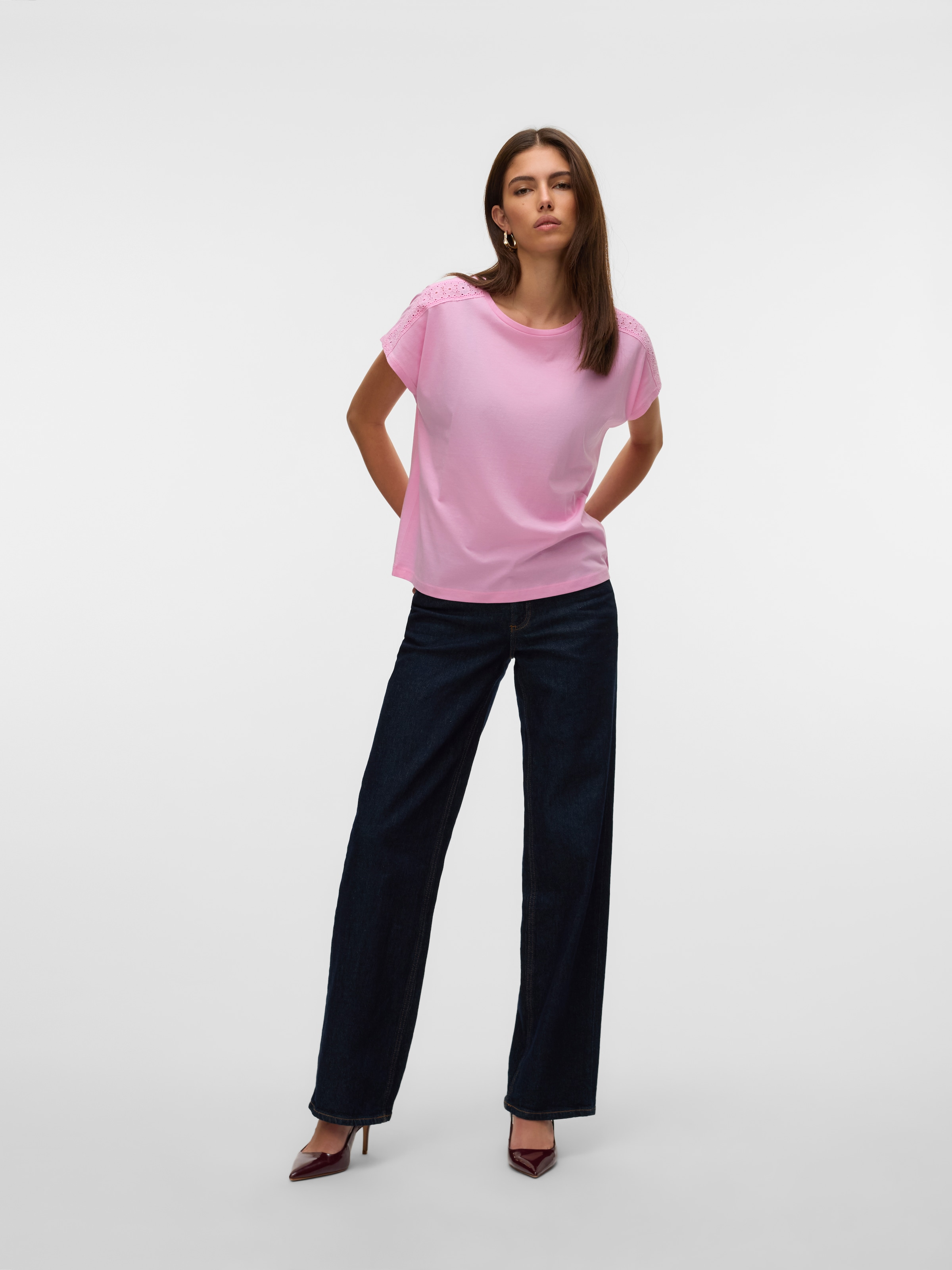 Vero Moda Kurzarmshirt »VMEMMY SS LACE TAPE TOP JRS GA NOOS«