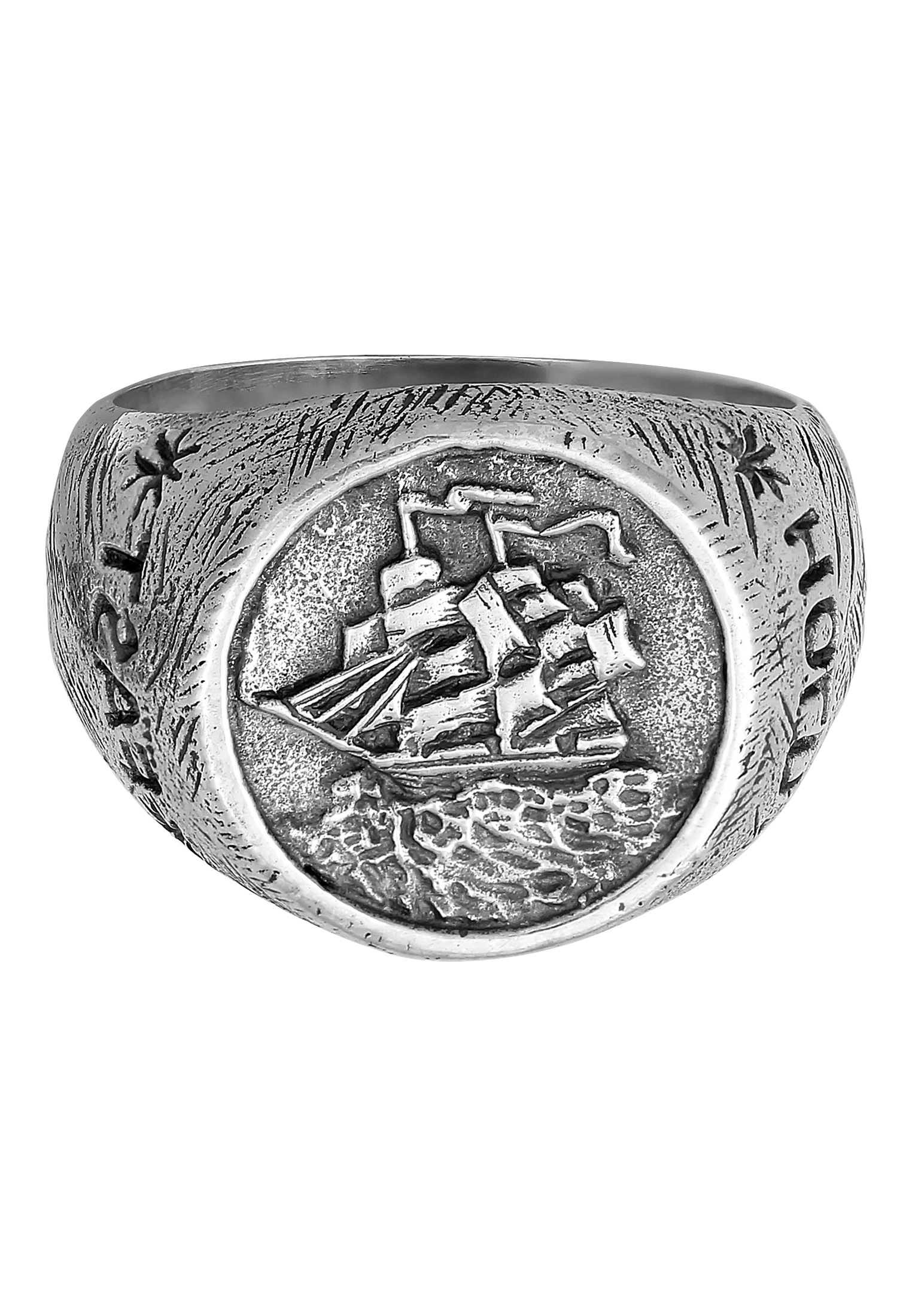 HAZE & GLORY Siegelring »Ring Siegelring - Hold Fast Piratenschiff 925 Silber«
