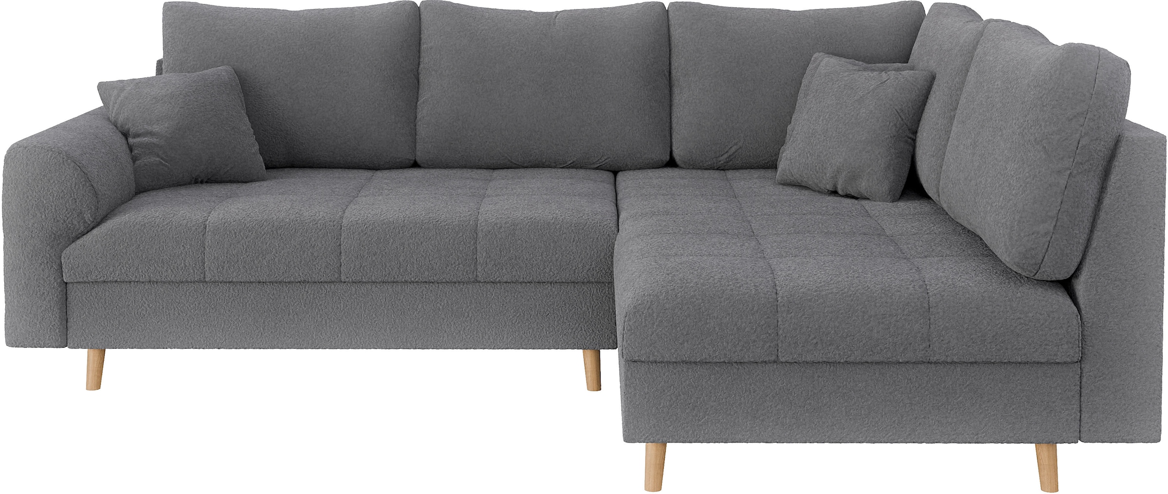 Home affaire Ecksofa »CHARRE L-Form mit Ottomane, Maße B/T/H: 231/161/81 cm«, feine Steppung, lose Rücken- und Zierkissen, auch in Cord und Bouclé