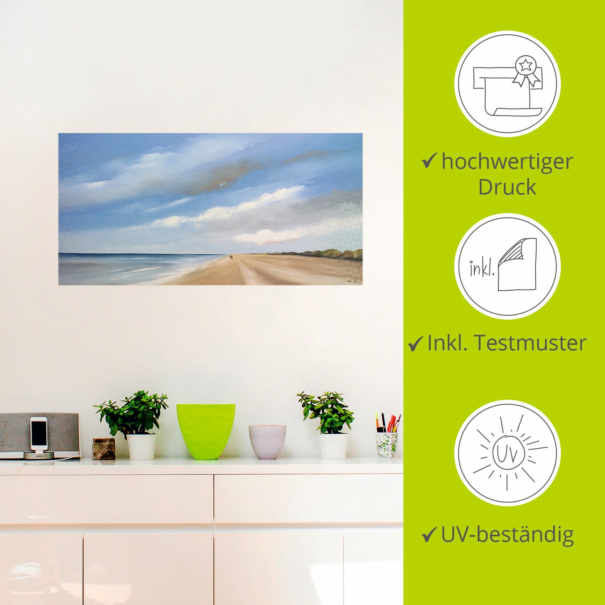 Artland Wandbild »Am Strand entlang III«, Strand, (1 St.), als Leinwandbild, Wandaufkleber in verschied. Größen