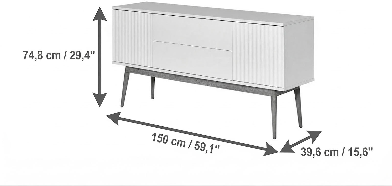 Jahnke Sideboard »GRACE SB 150« Sideboard, 2 Türen & 2 Schubladen, Skandi-Design, Breite: 150 cm