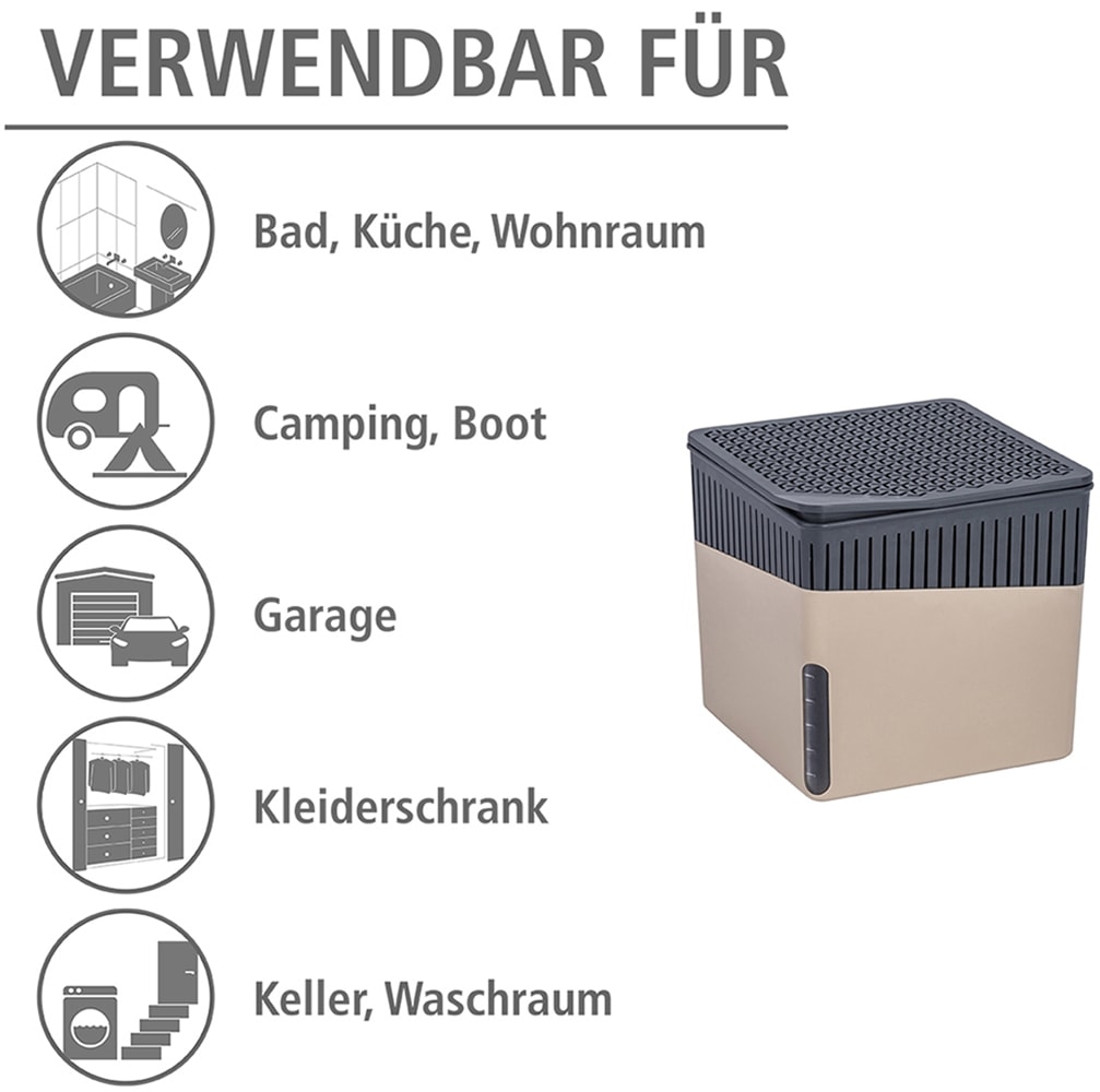 WENKO Luftentfeuchter »Modell Cube«, für 80 m³ Räume, Tank 1,6 l, mit 2 x 1000 g Entfeuchter-Blöcken
