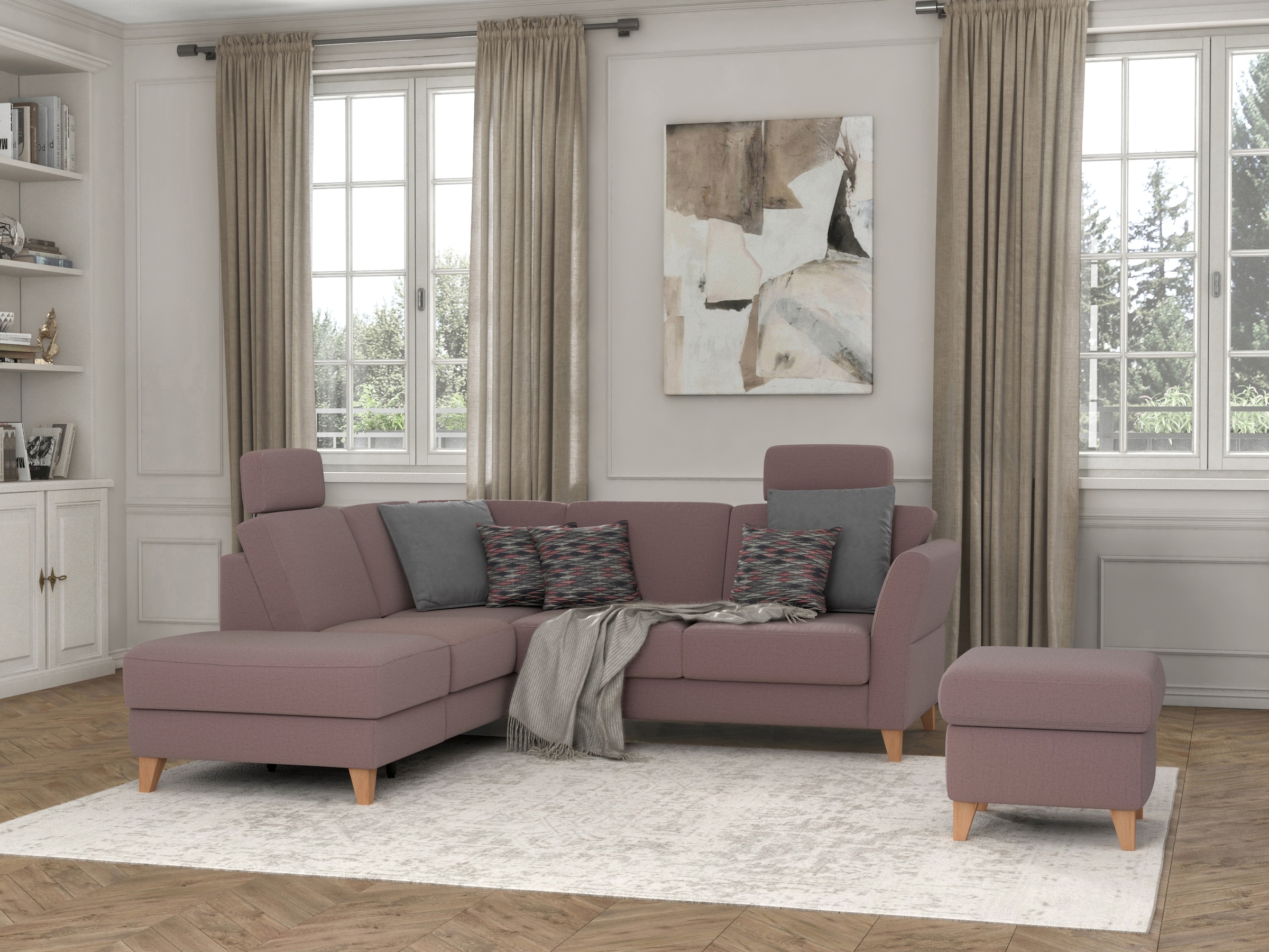 sit&more Ecksofa »Visby L-Form« Wahlweise mit Bettfunktion und Stauraum, frei im Raum stellbar