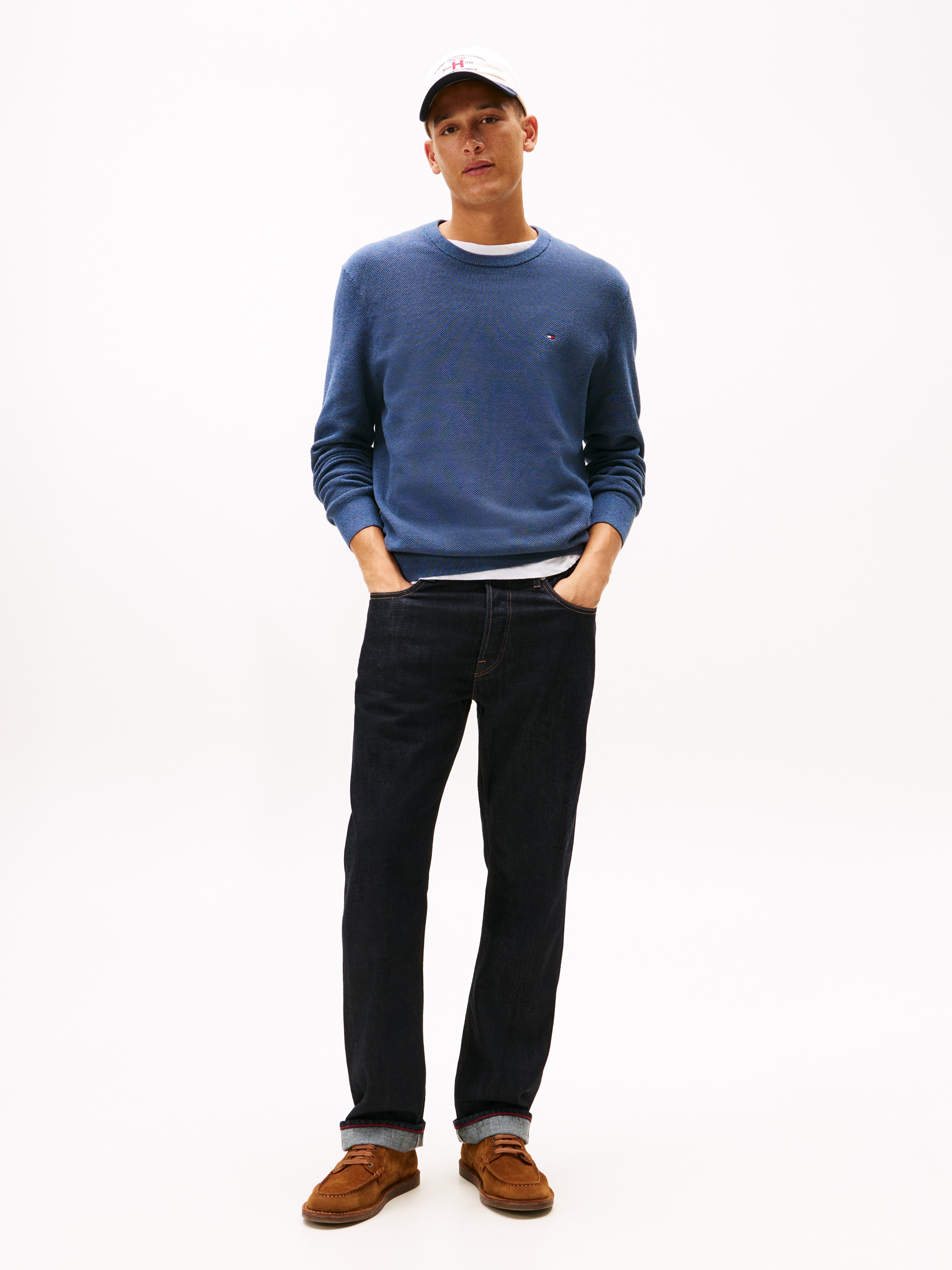 Tommy Hilfiger Rundhalspullover »ESSENTIAL STRUCTURE CREW NECK mit Struktur und Label« unifarben, casual, regular fit, Baumwolle, Rundhals