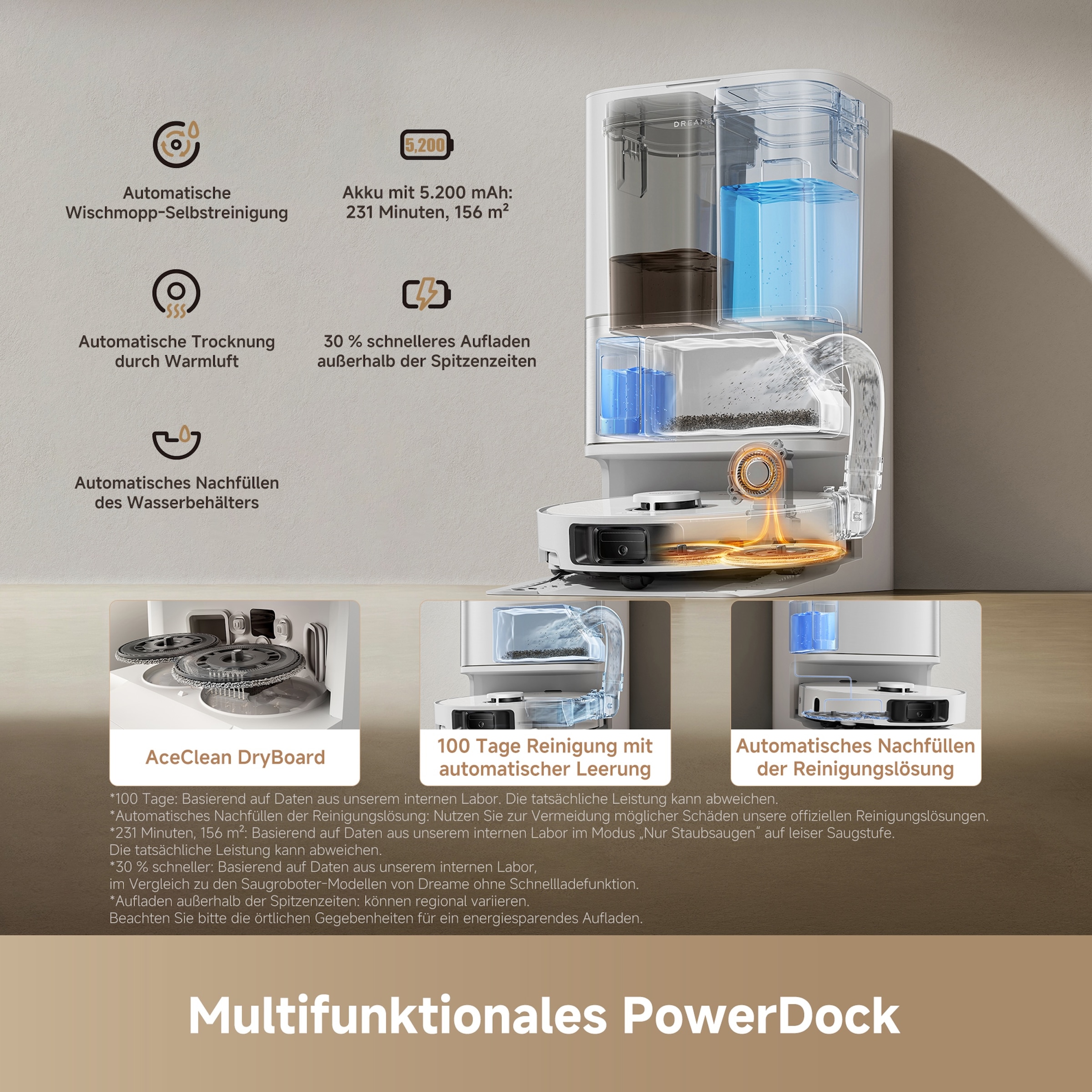 Dreame Nass-Trocken-Saugroboter »L10s Ultra Gen 3 Set mit Wischfunktion« 25.000 Pa, 100-Tage-Staubaufnahme, App-Steuerung