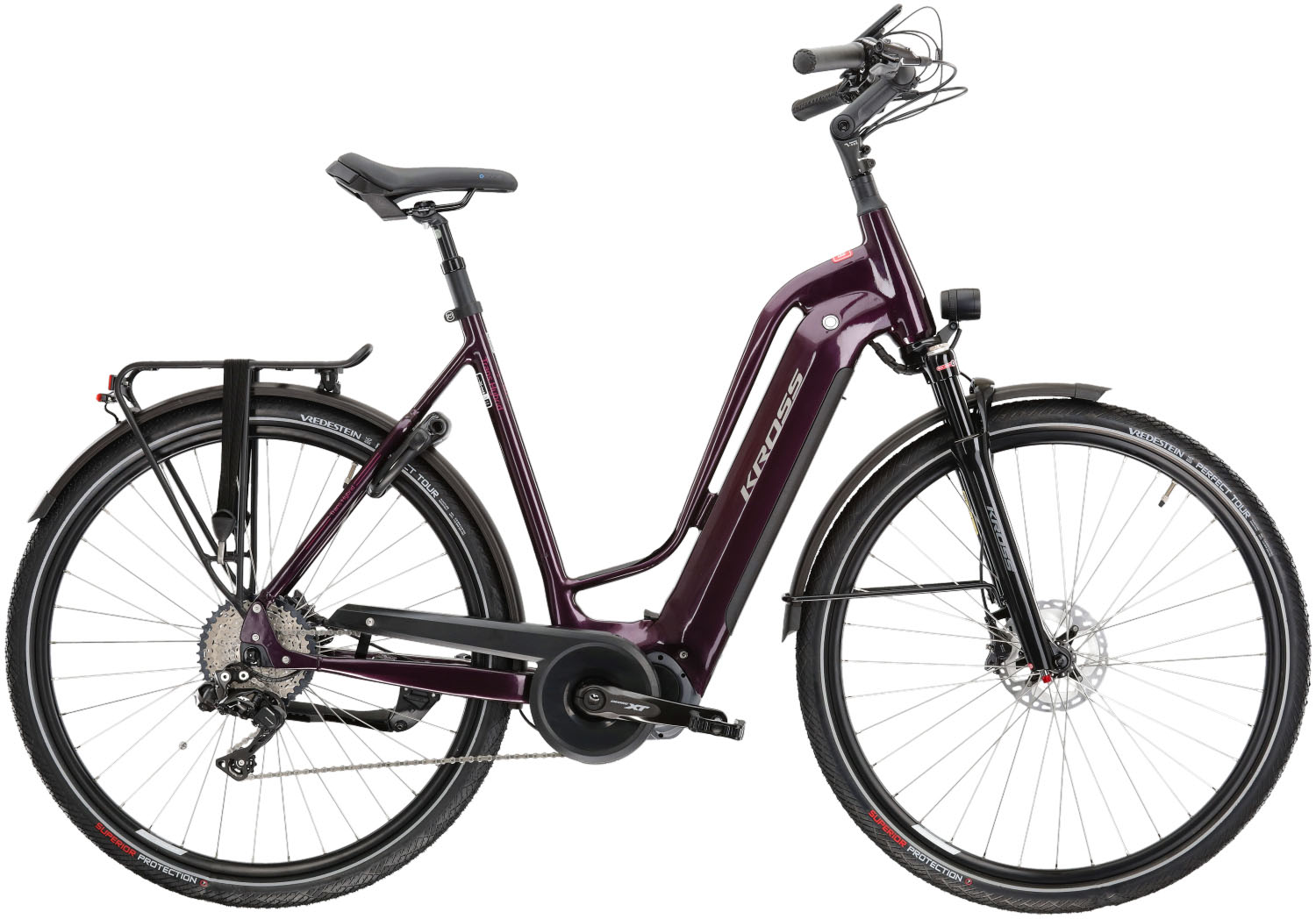 Kross »E-Trekkingrad Trans Hybrid Prestige 630 28 Zoll lila« 11 Gang Shimano DEORE XT DI2 M8050 Schaltwerk Kettenschaltung Mittelmotor 250 W...