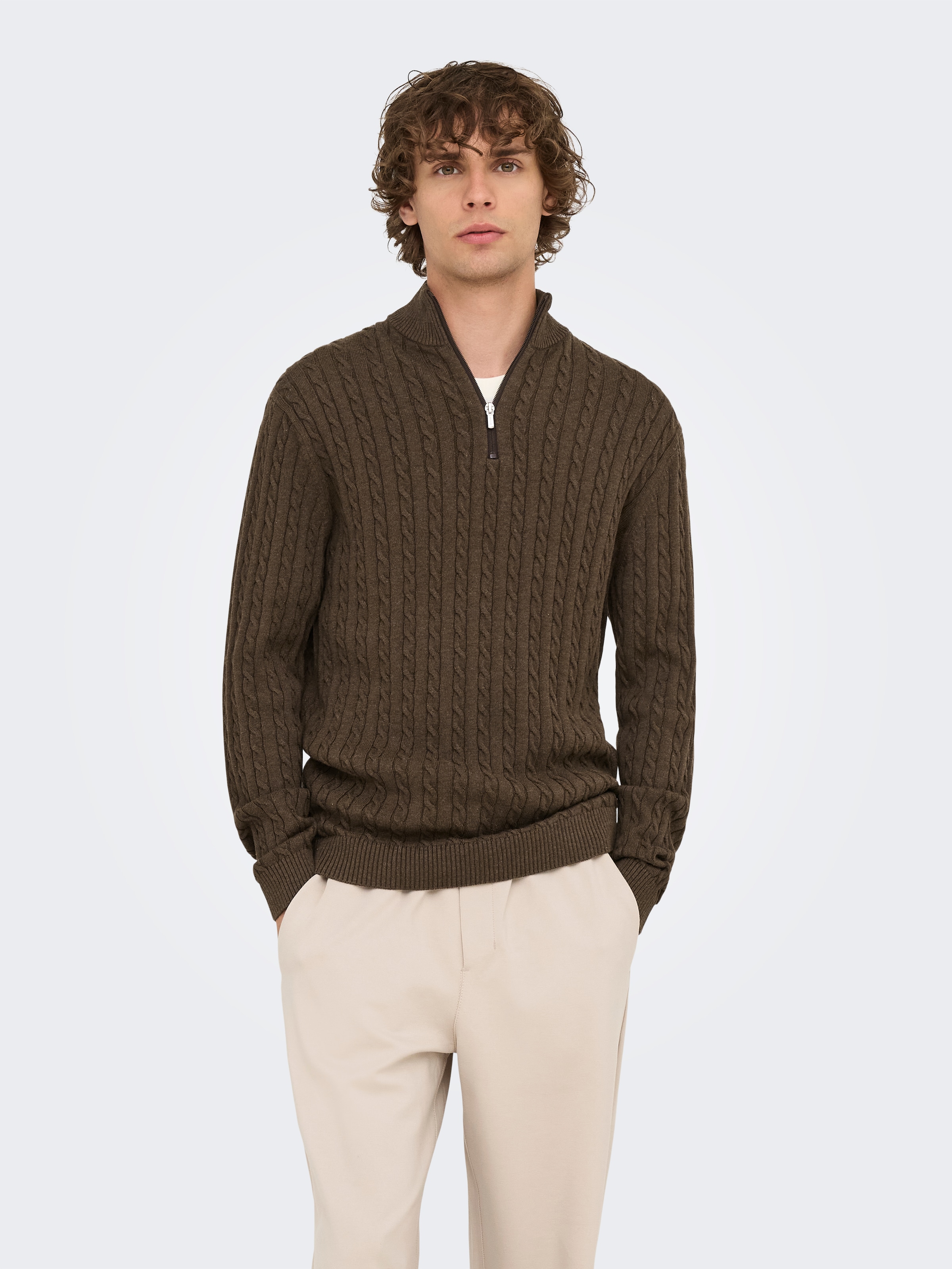 ONLY & SONS Troyer »ONSLOUI REG 12 CABEL HALF ZIP KNIT«