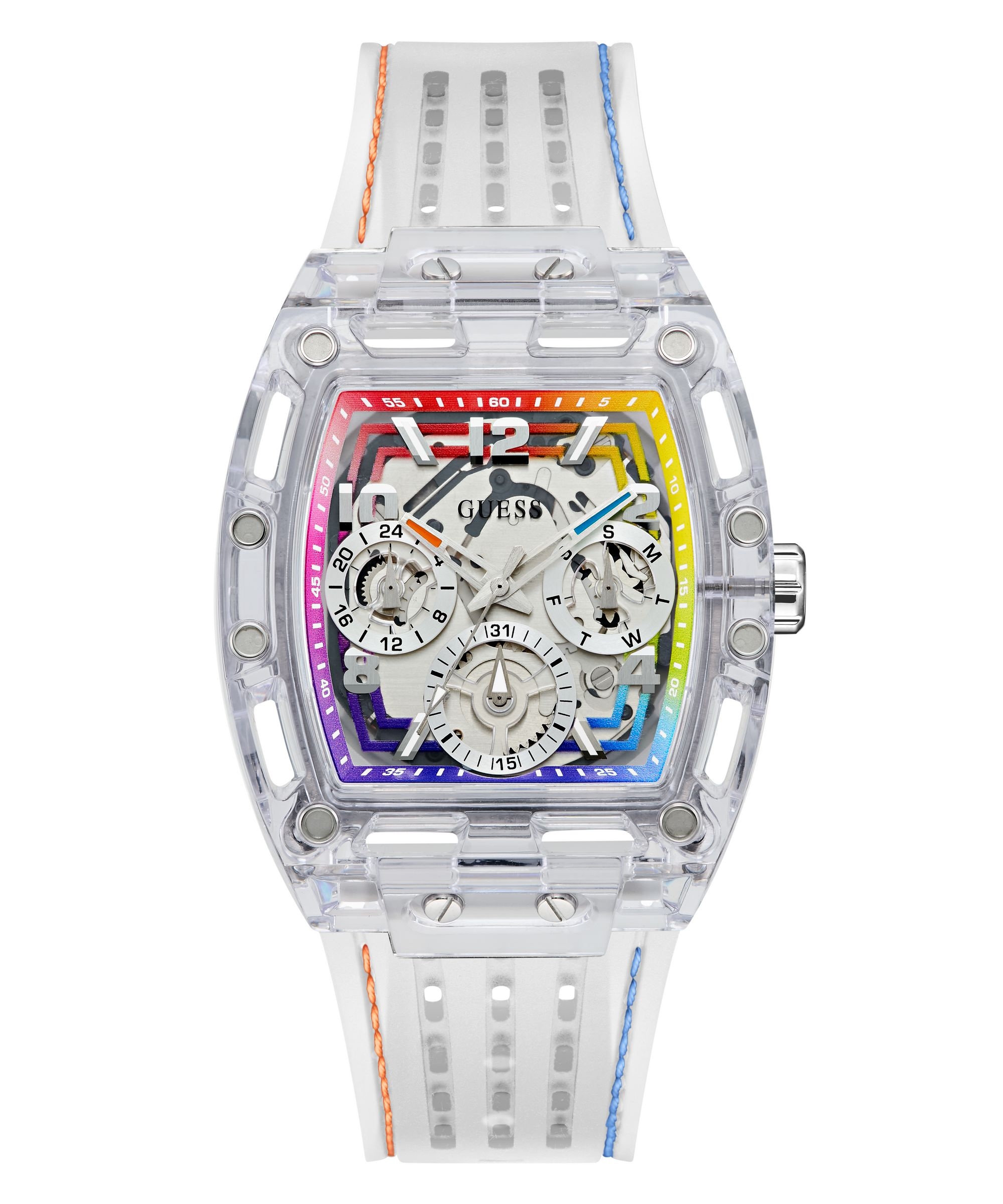 Guess Multifunktionsuhr »PHOENIX« Quarzuhr, Armbanduhr, Herrenuhr, Silikonarmband, analog, Wochentag
